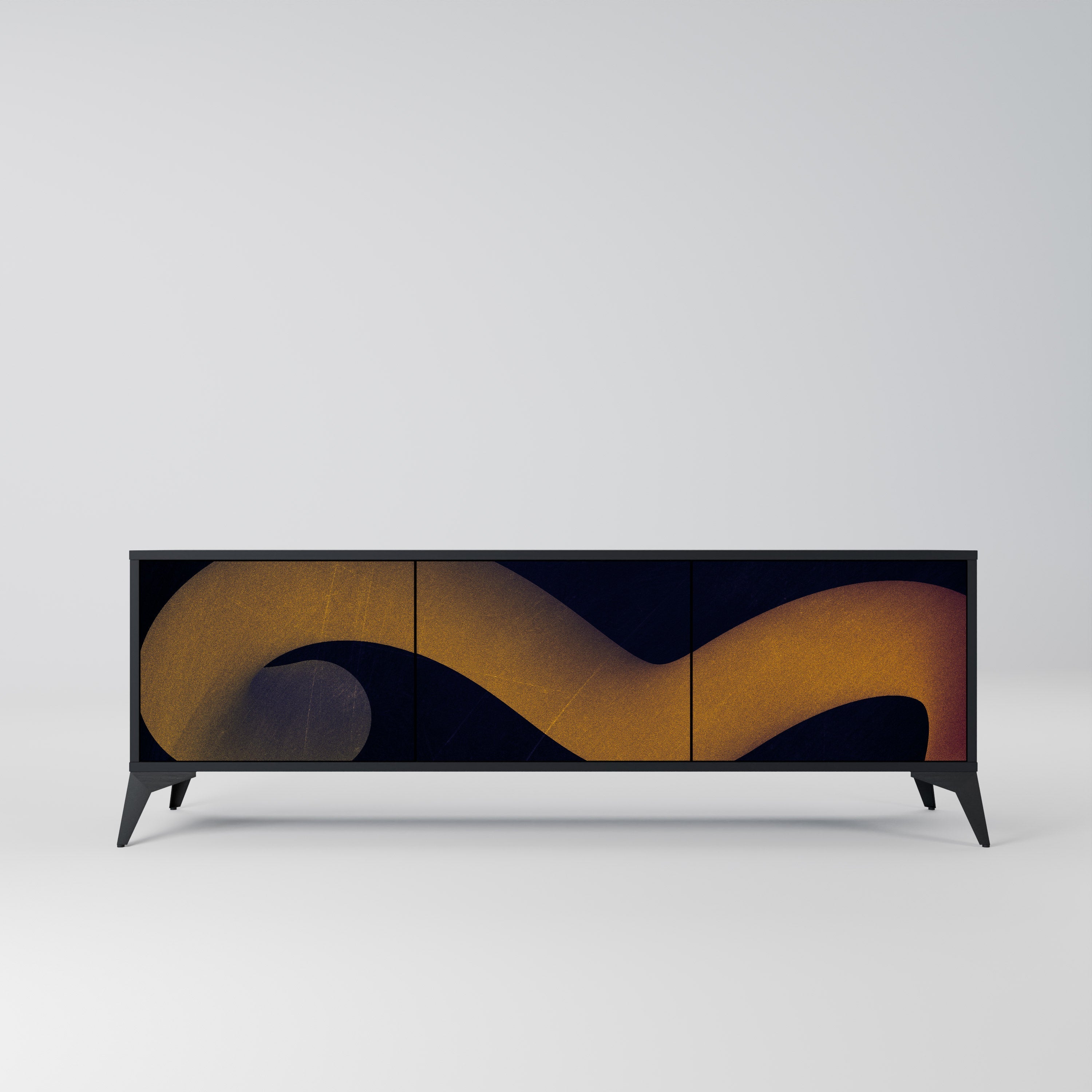 Meuble TV 3 portes HOLLOW TIME finition noire