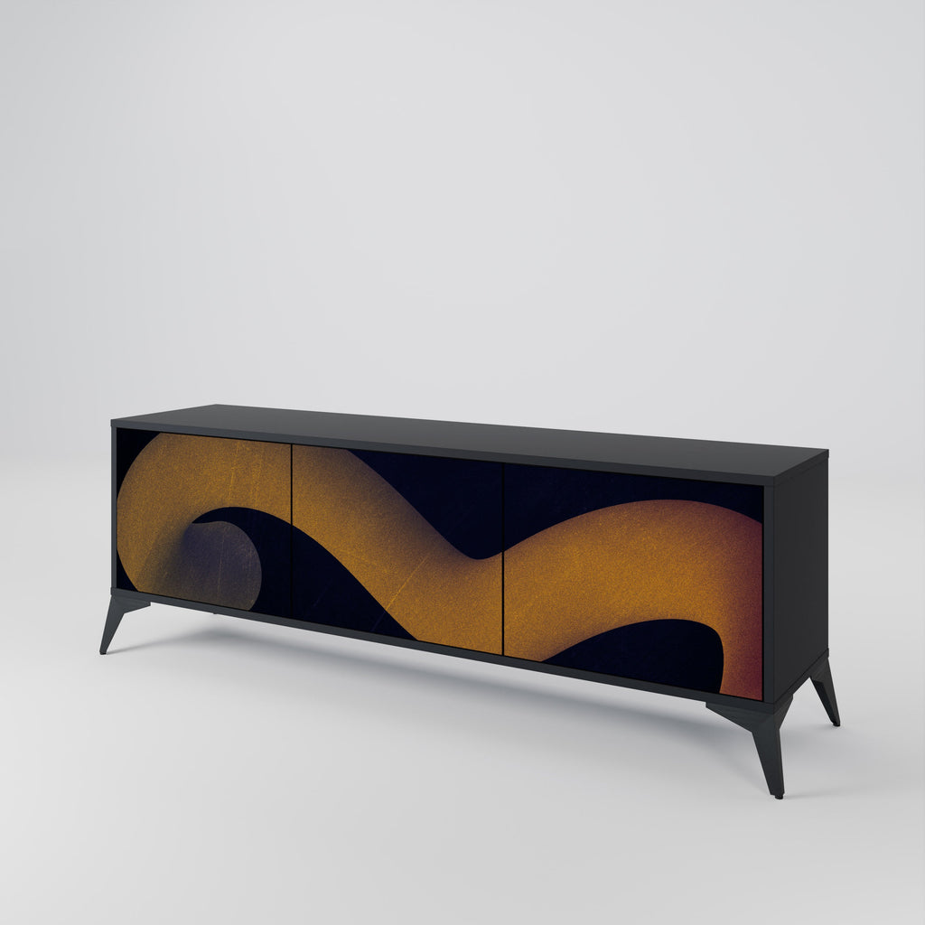 Meuble TV 3 portes HOLLOW TIME finition noire