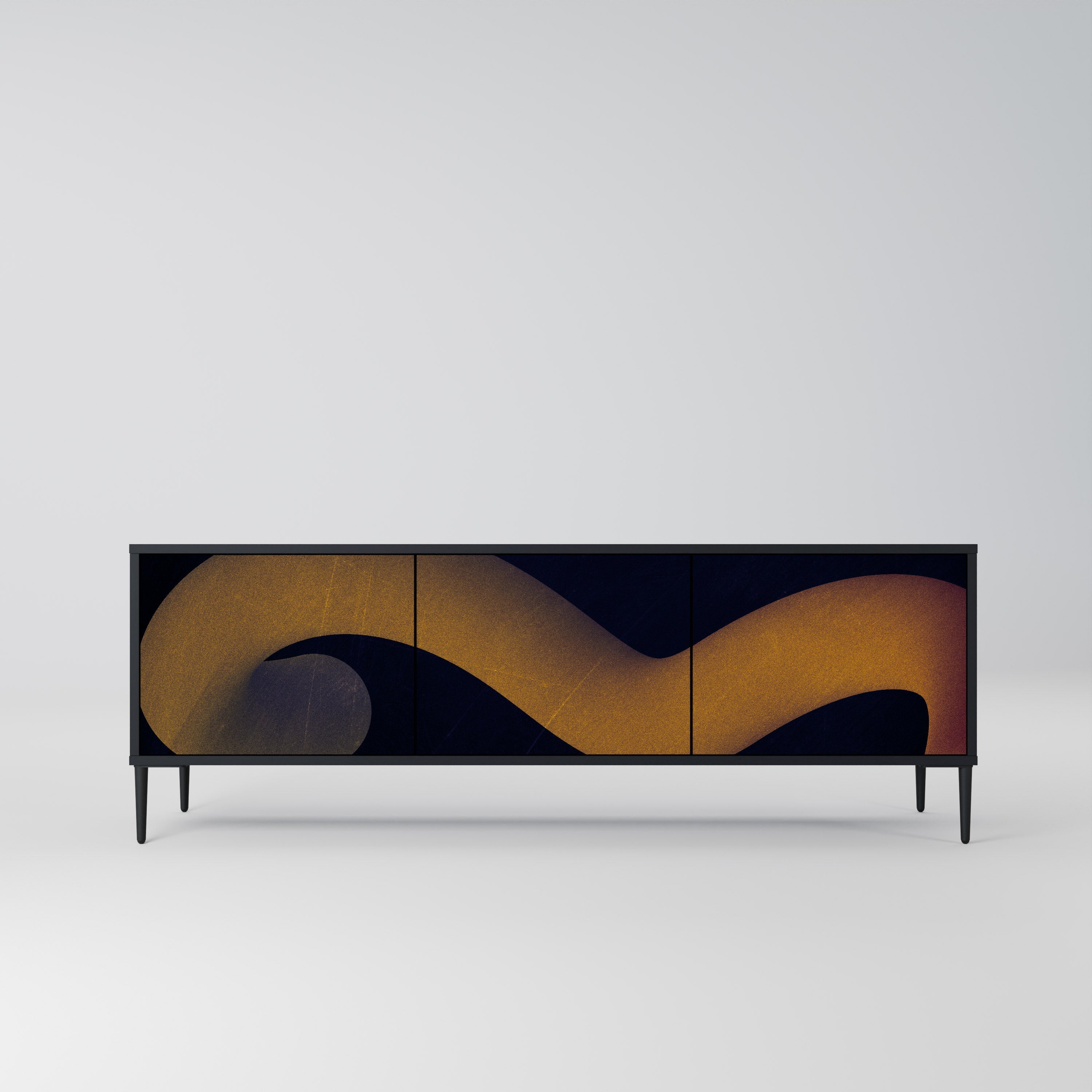 Meuble TV 3 portes HOLLOW TIME finition noire