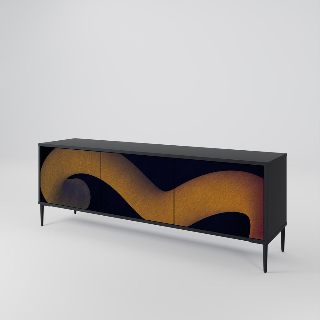 Meuble TV 3 portes HOLLOW TIME finition noire