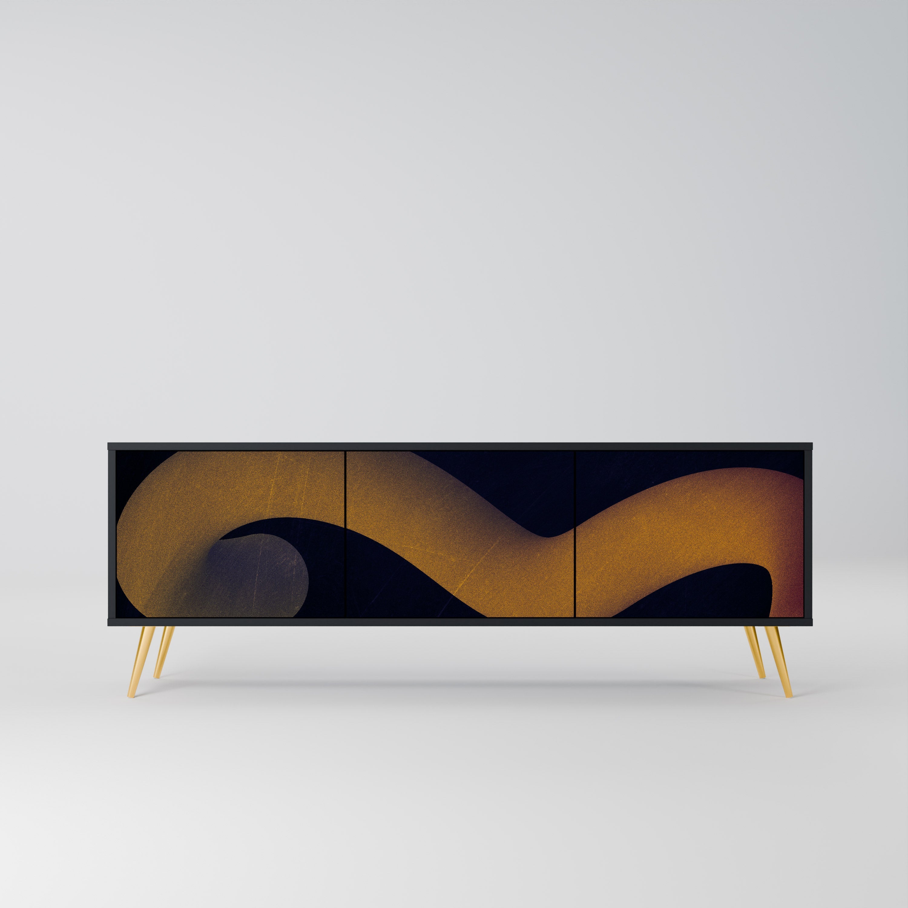 Meuble TV 3 portes HOLLOW TIME finition noire