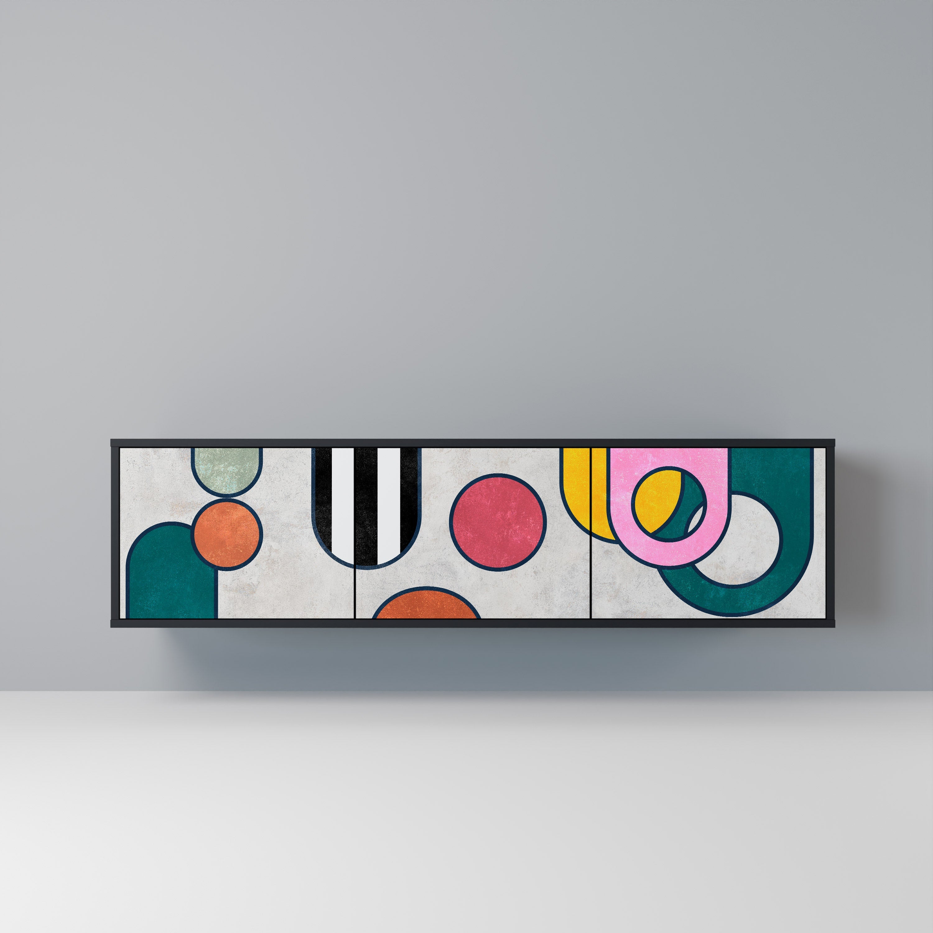 Meuble TV 3 portes COOL STORY finition noire