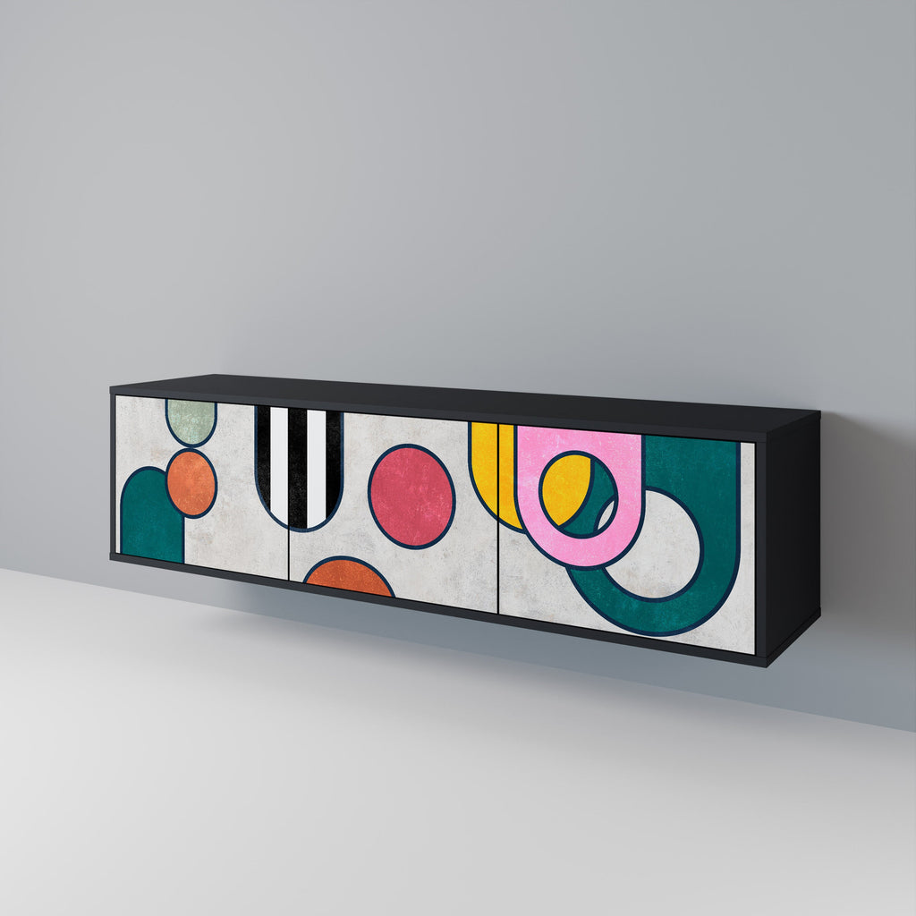 Meuble TV 3 portes COOL STORY finition noire