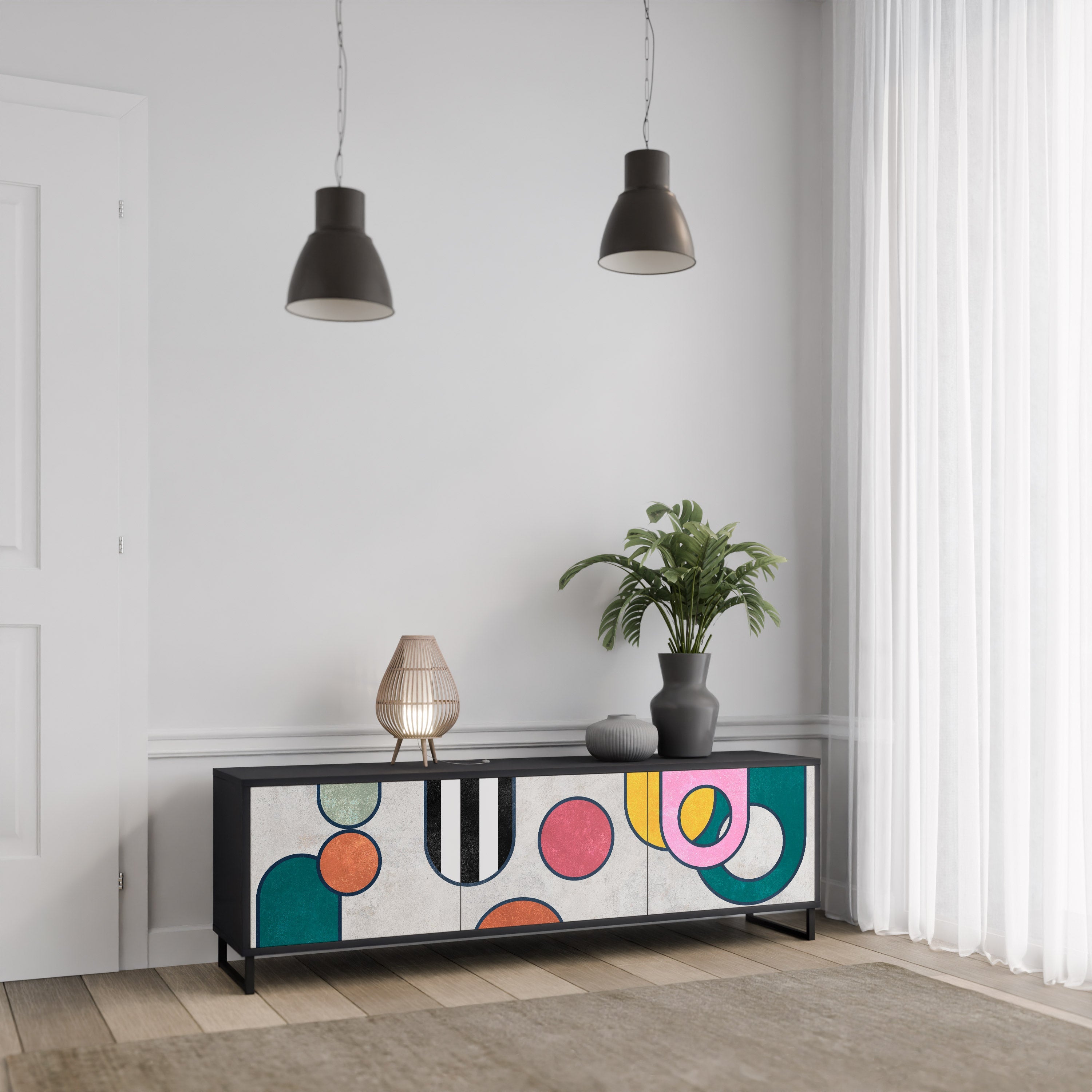 Meuble TV 3 portes COOL STORY finition noire