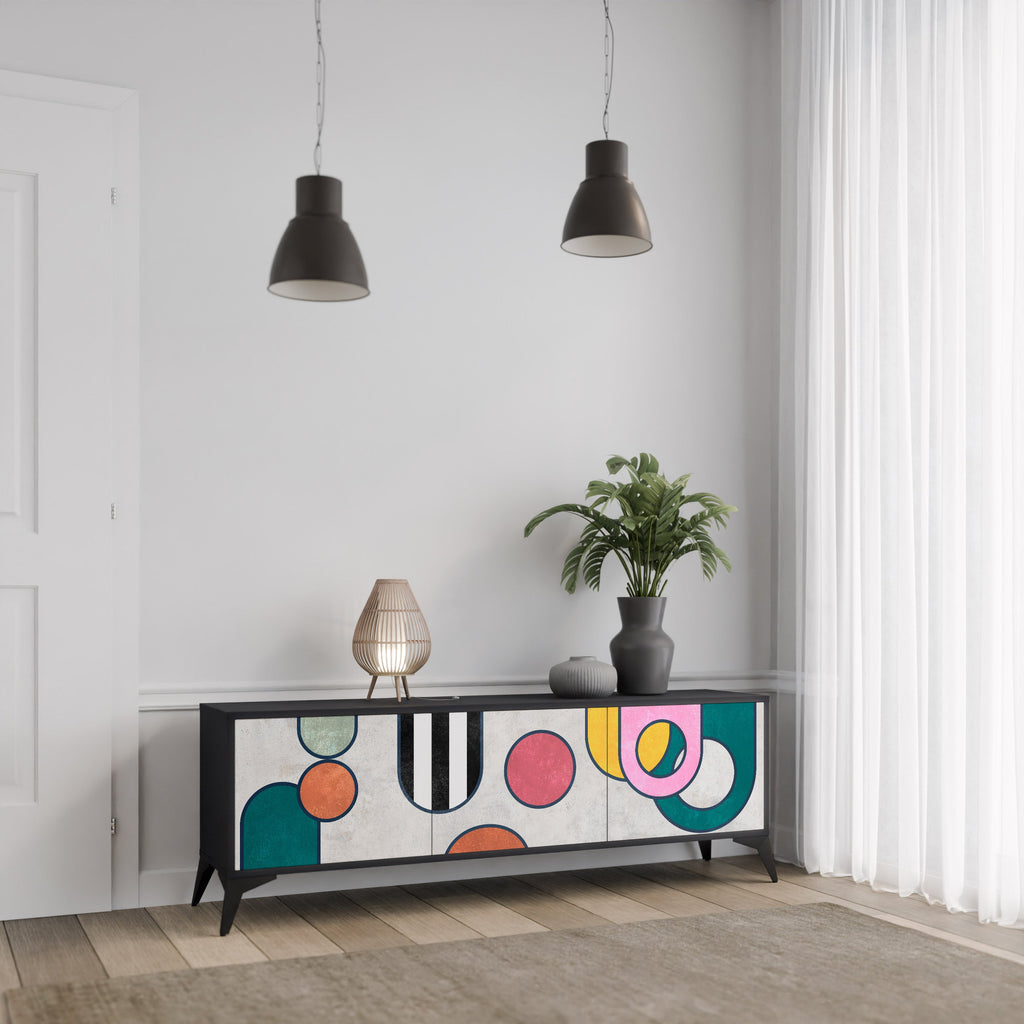 Meuble TV 3 portes COOL STORY finition noire