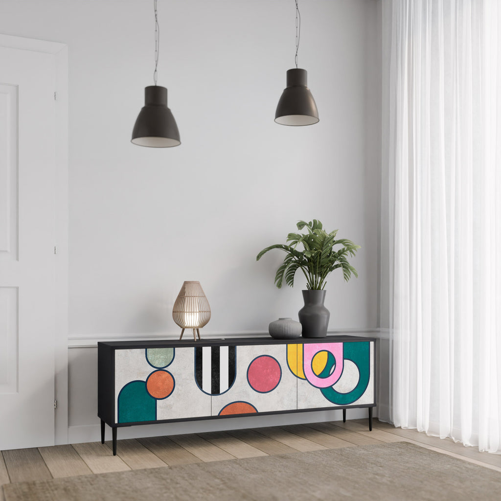 Meuble TV 3 portes COOL STORY finition noire