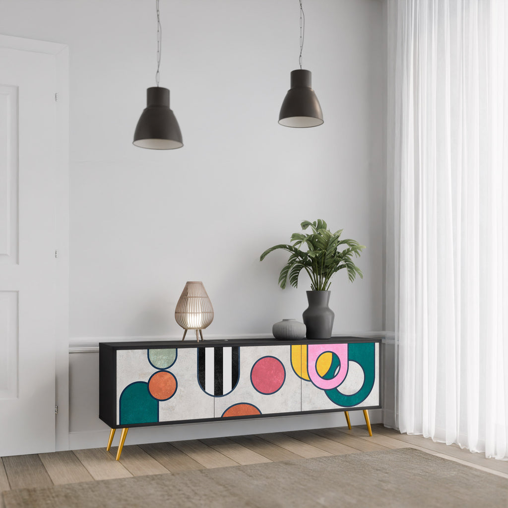 Meuble TV 3 portes COOL STORY finition noire