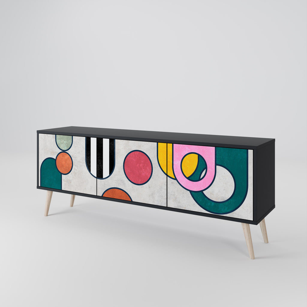 Meuble TV 3 portes COOL STORY finition noire