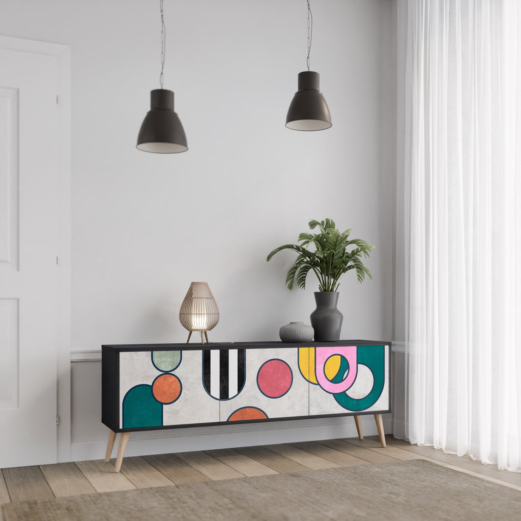 Meuble TV 3 portes COOL STORY finition noire