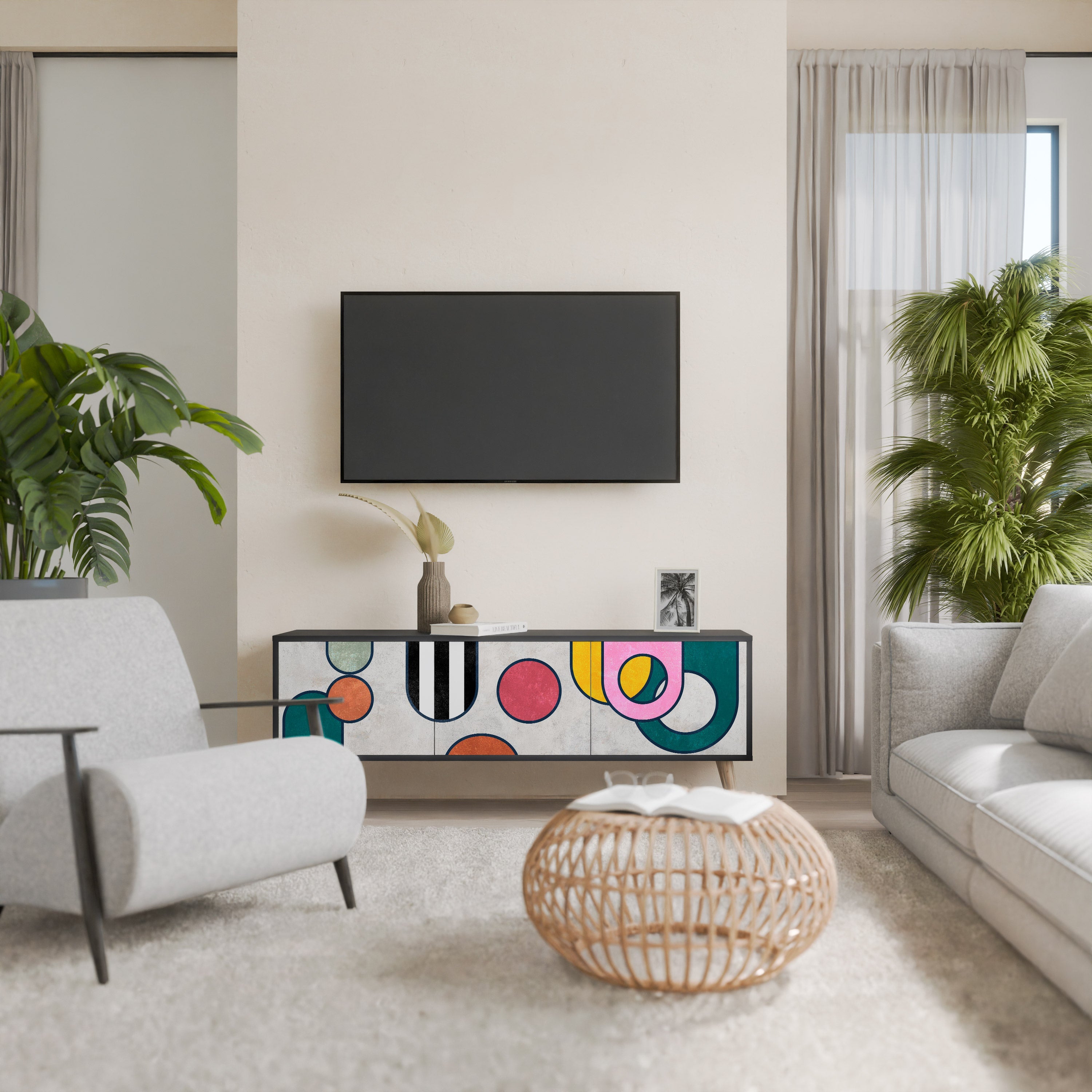 Meuble TV 3 portes COOL STORY finition noire