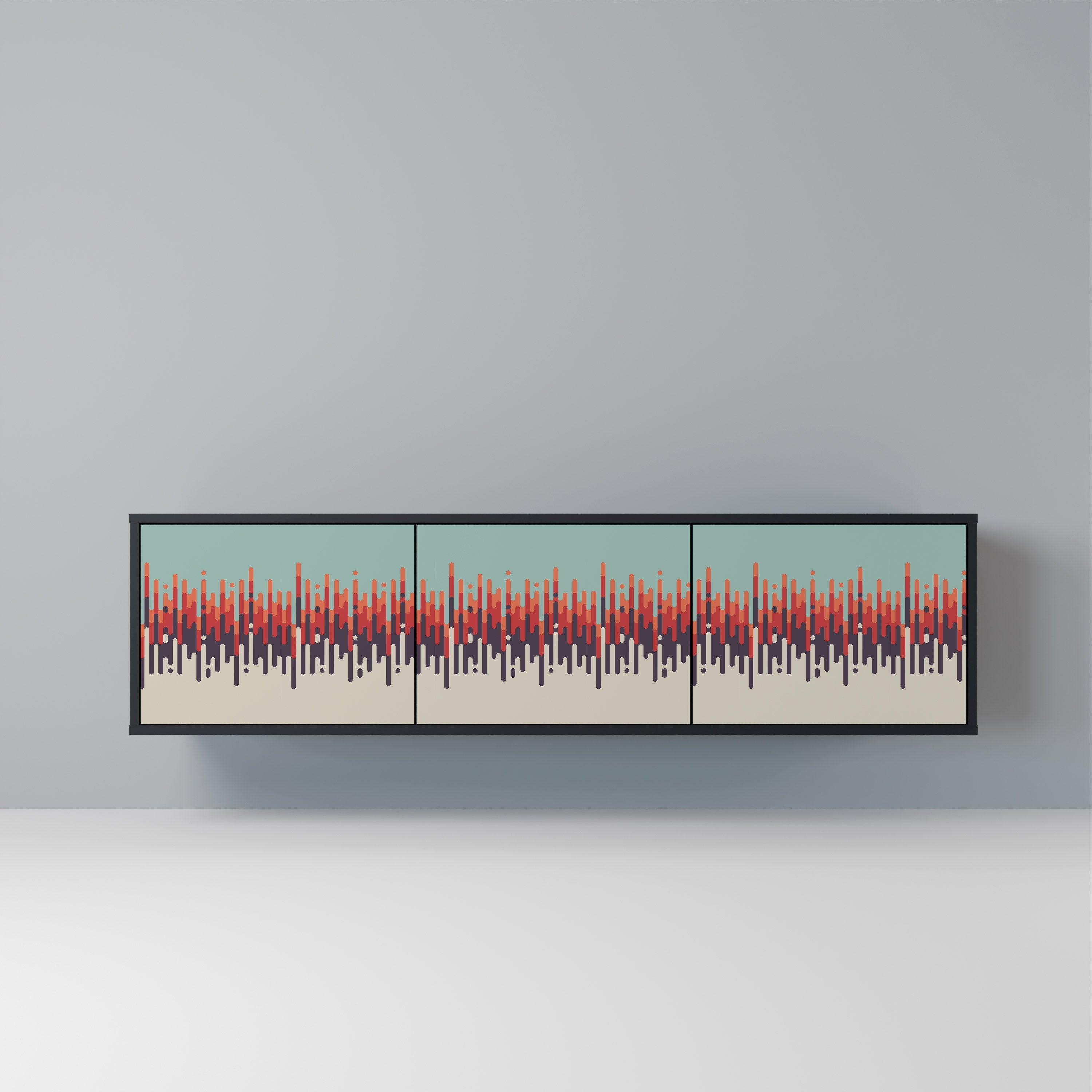 Meuble TV 3 portes CHROMA CONTOURS finition noire