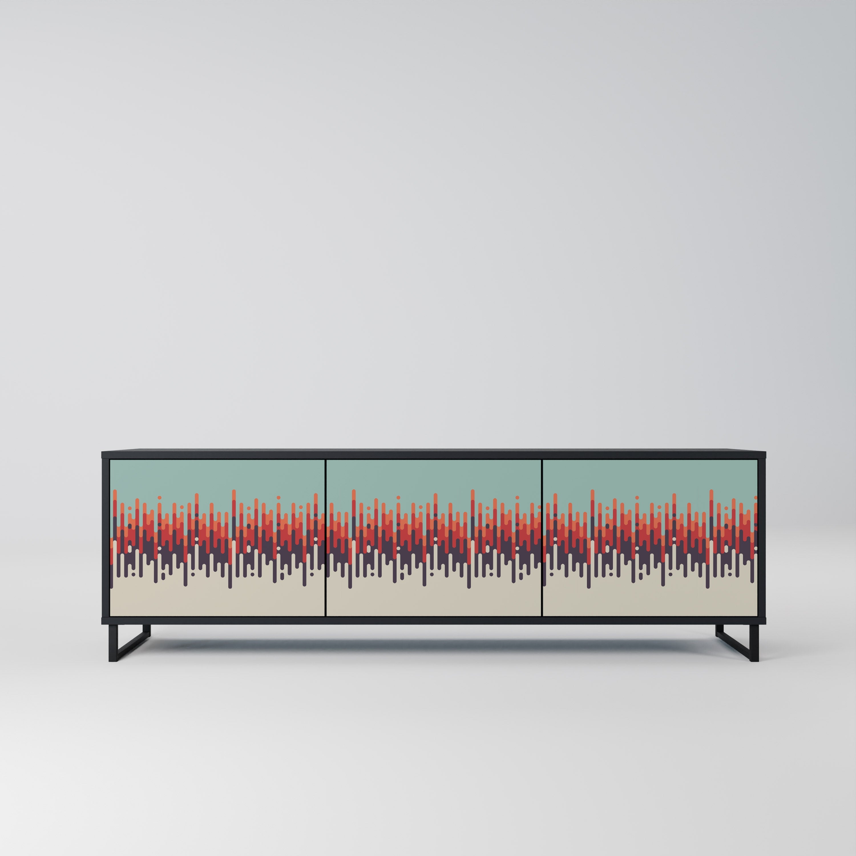 Meuble TV 3 portes CHROMA CONTOURS finition noire