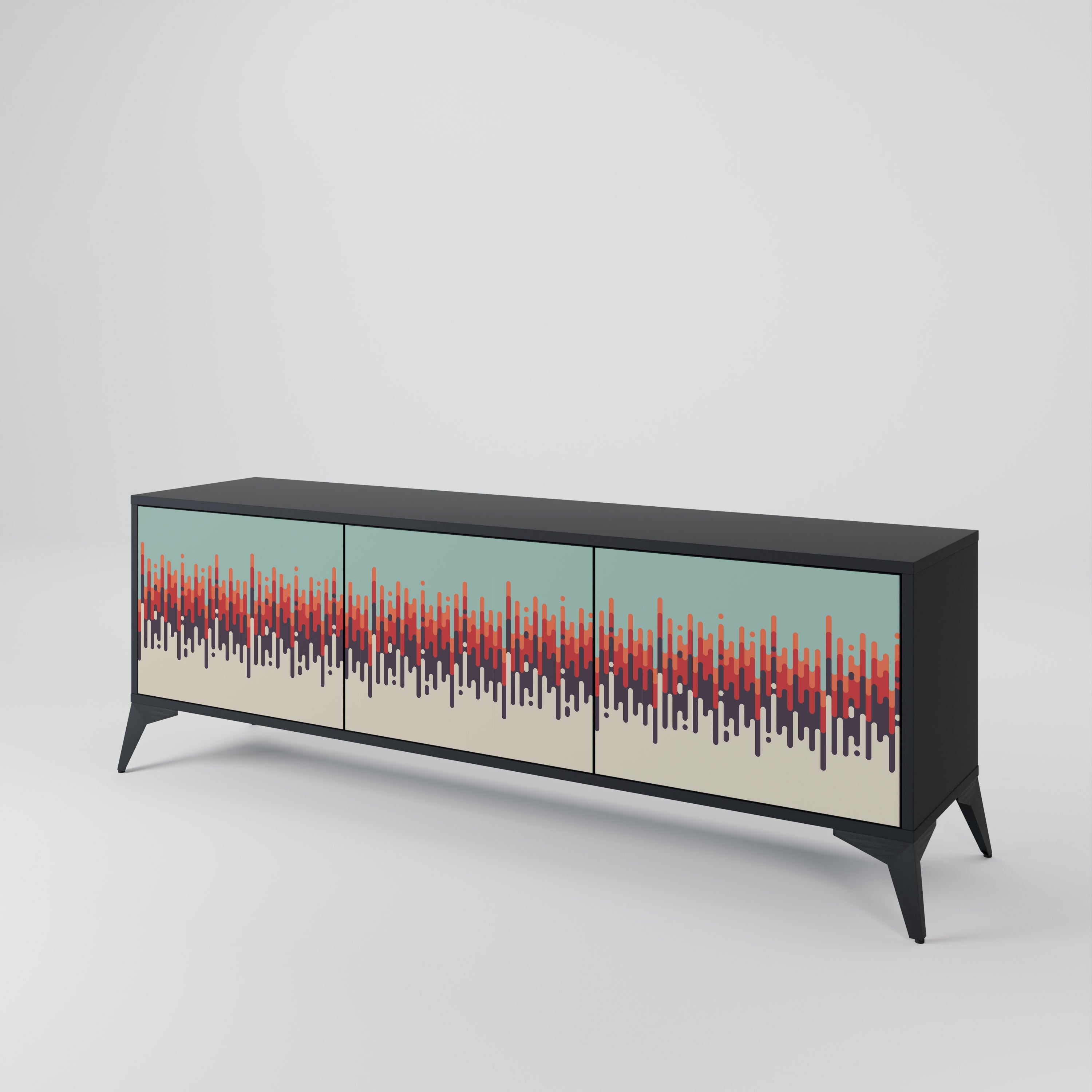 Meuble TV 3 portes CHROMA CONTOURS finition noire