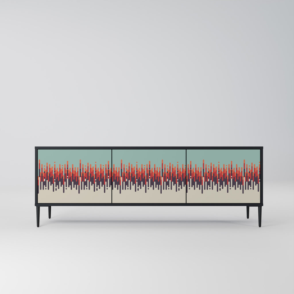 Meuble TV 3 portes CHROMA CONTOURS finition noire