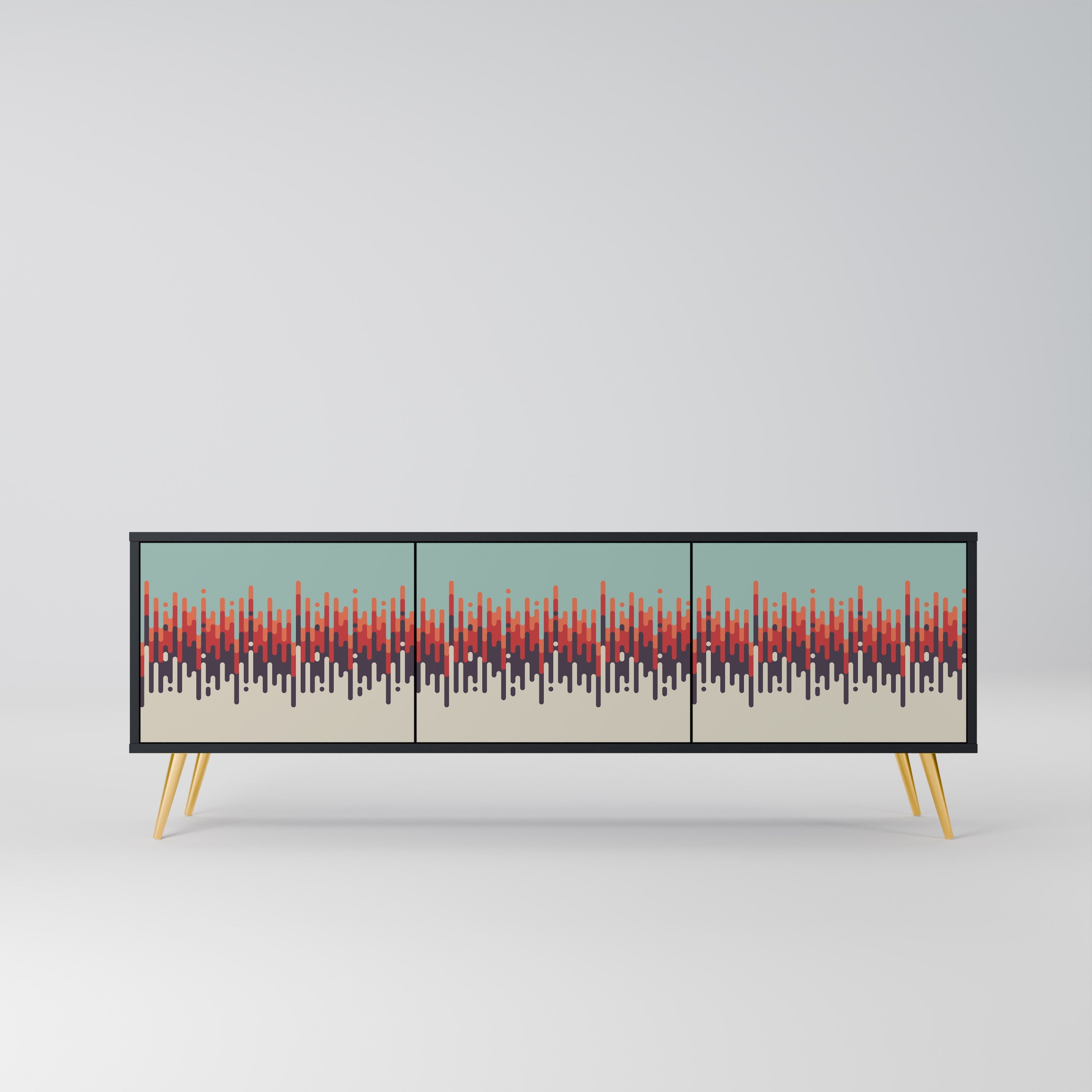 Meuble TV 3 portes CHROMA CONTOURS finition noire