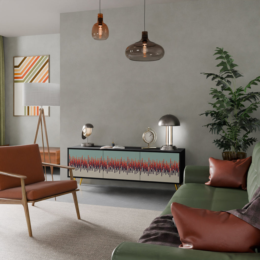 Meuble TV 3 portes CHROMA CONTOURS finition noire