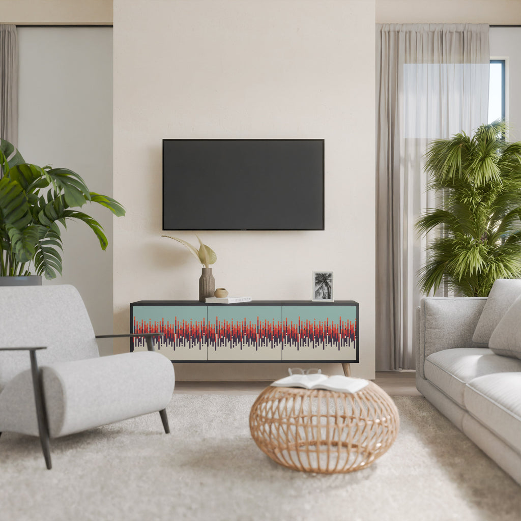 Meuble TV 3 portes CHROMA CONTOURS finition noire