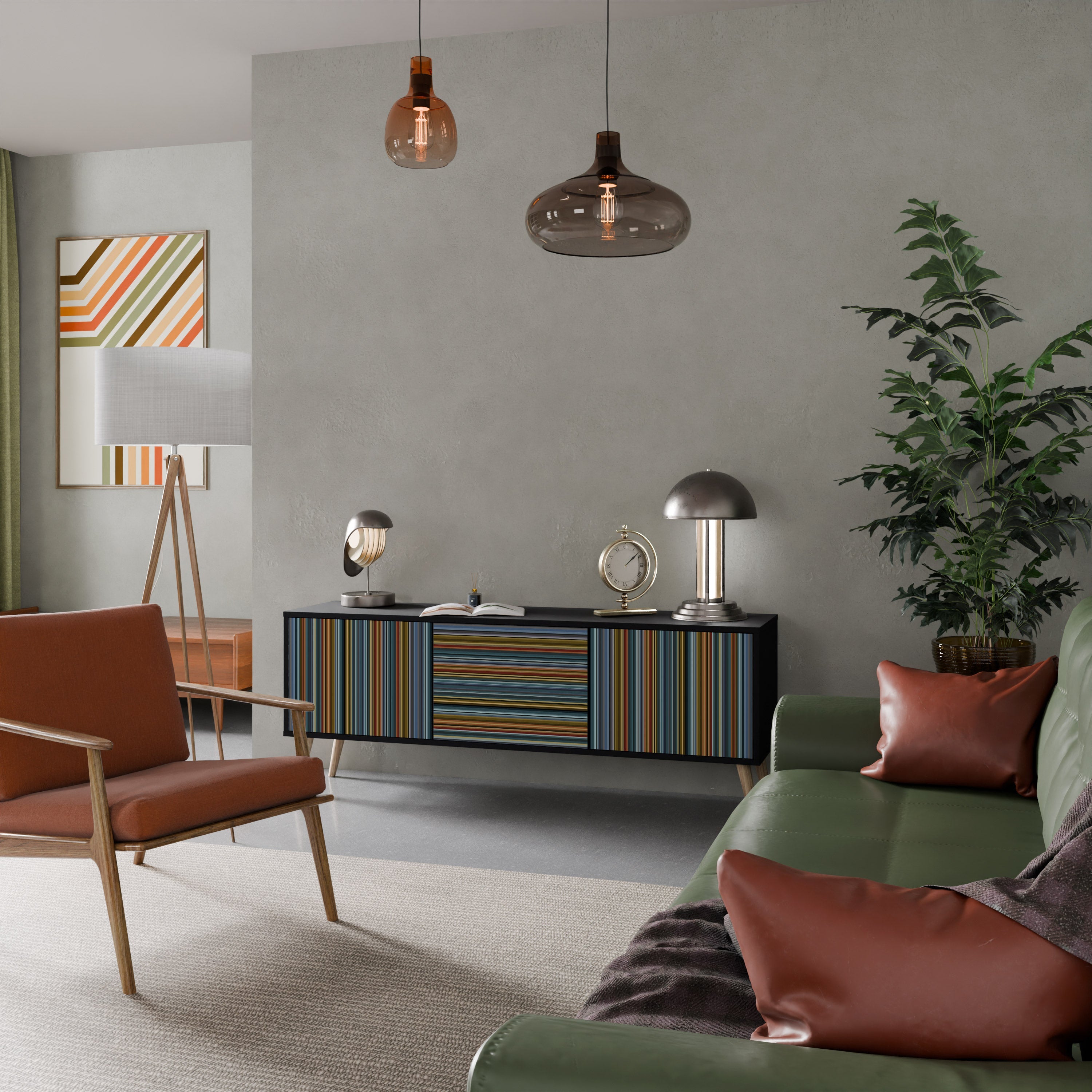 Meuble TV 3 portes LINEOUT SPECTRUM finition noire