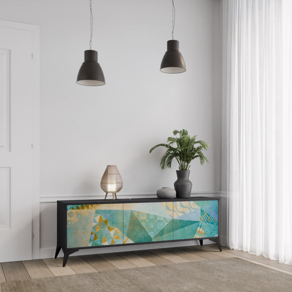 Meuble TV 3 portes SPECTRUM SPLENDOR finition noire