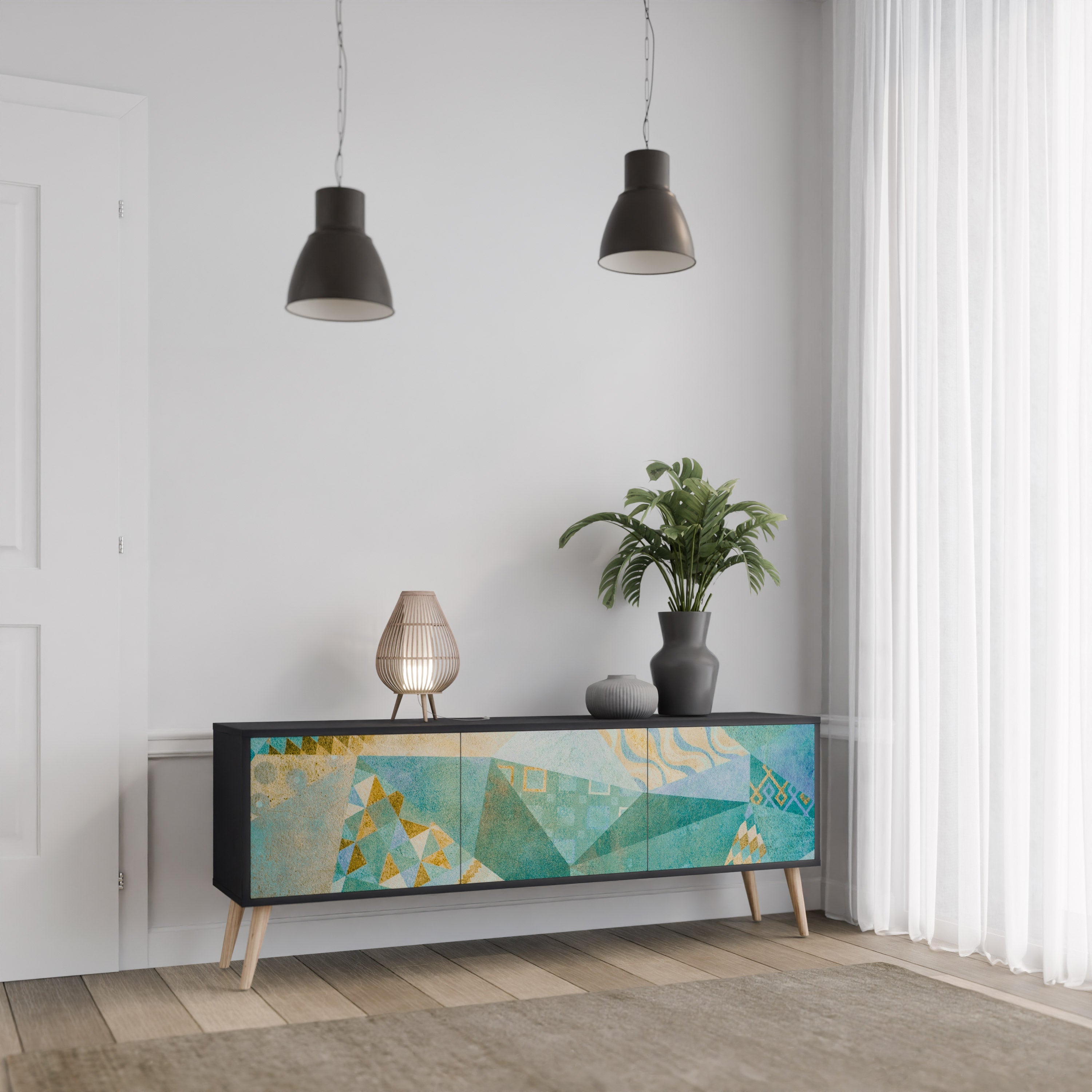 Meuble TV 3 portes SPECTRUM SPLENDOR finition noire