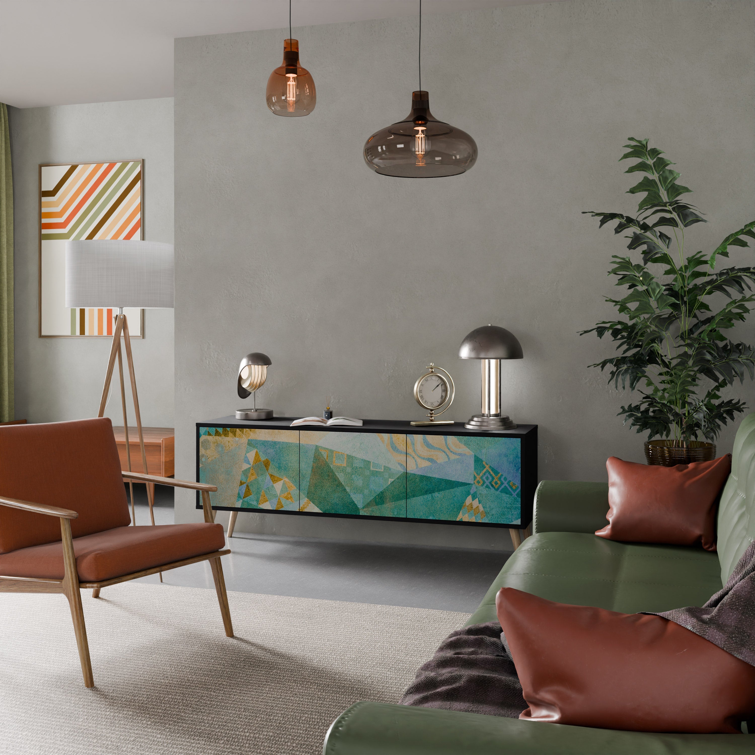 Meuble TV 3 portes SPECTRUM SPLENDOR finition noire