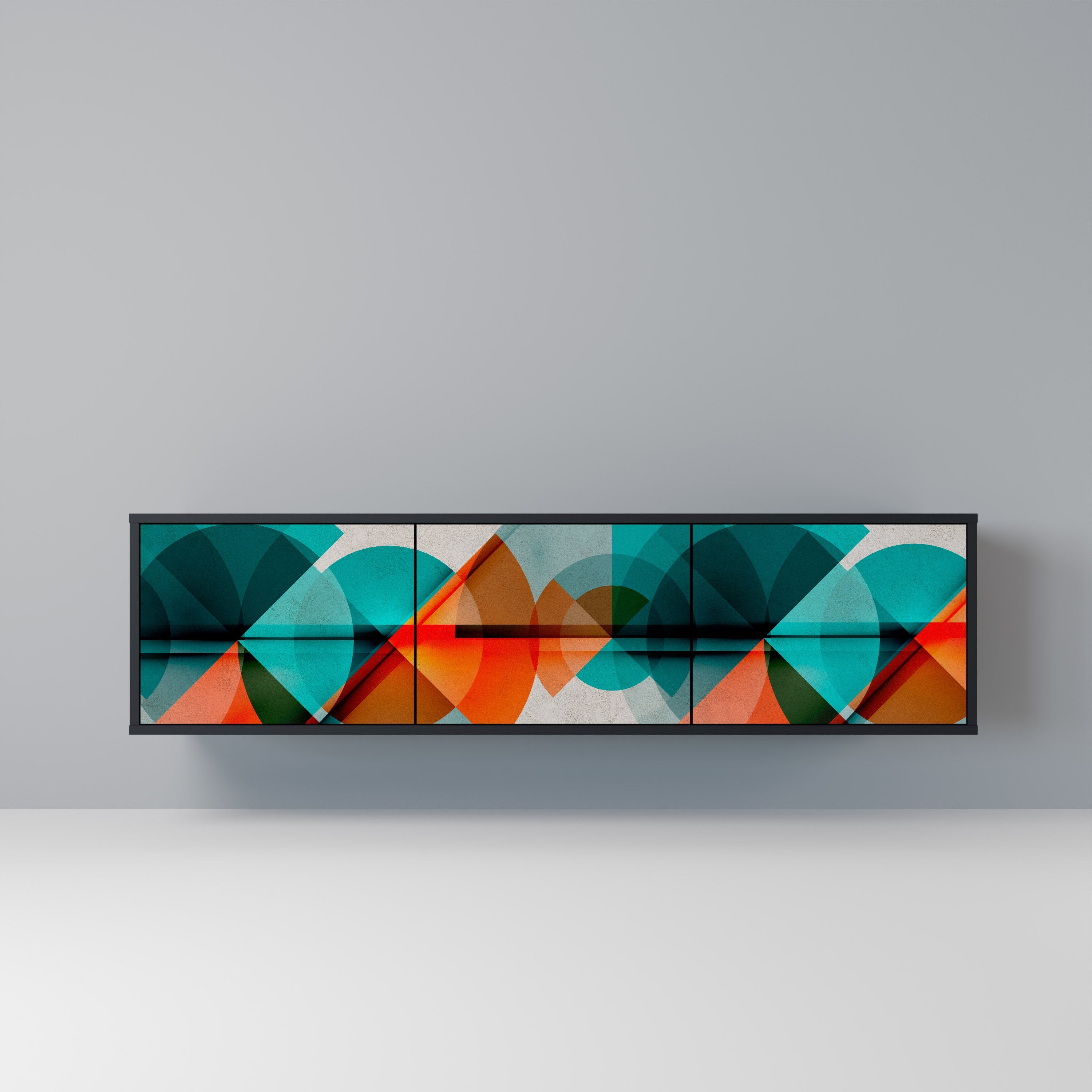 Meuble TV 3 portes CIRCULAR RHAPSODY en finition noire