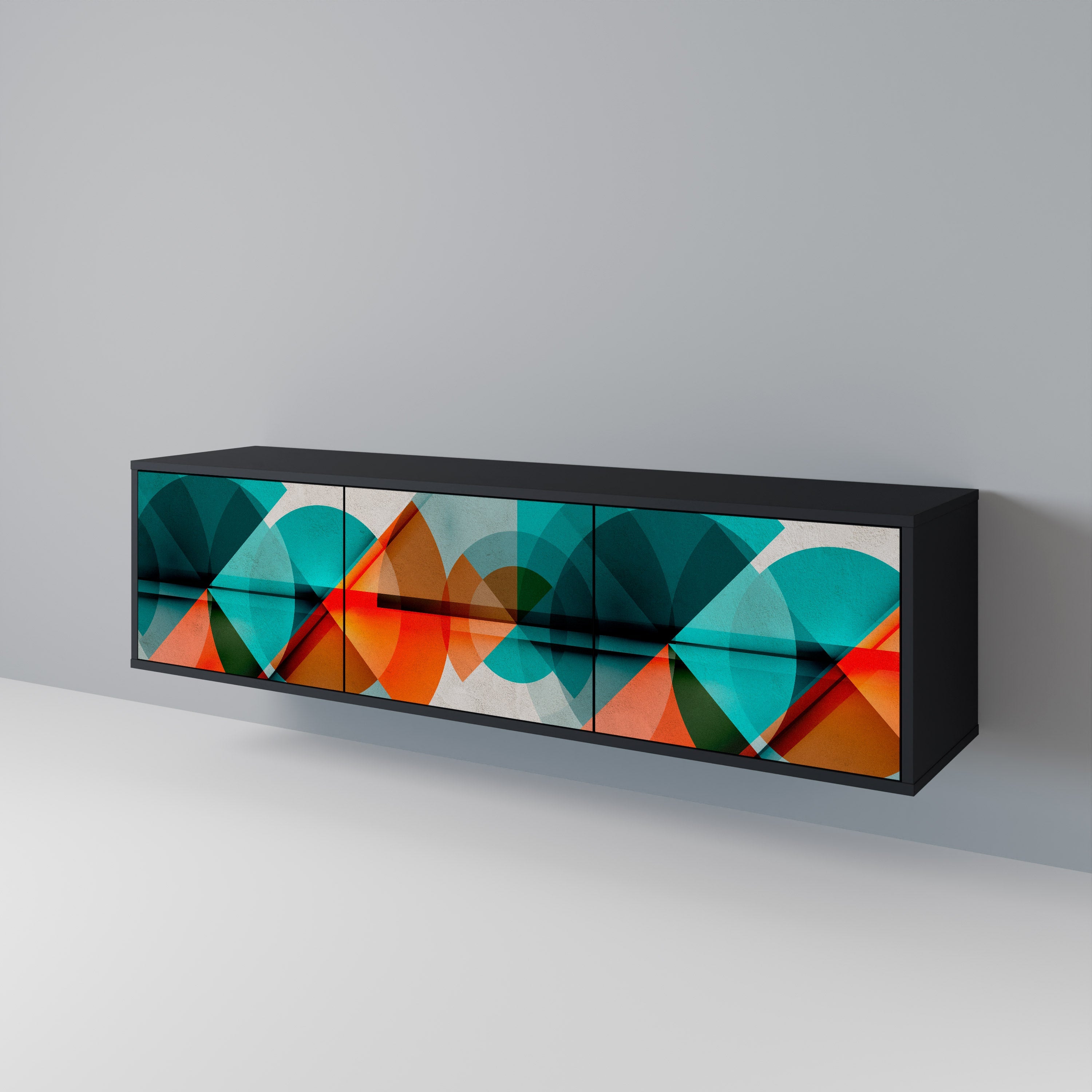 Meuble TV 3 portes CIRCULAR RHAPSODY en finition noire