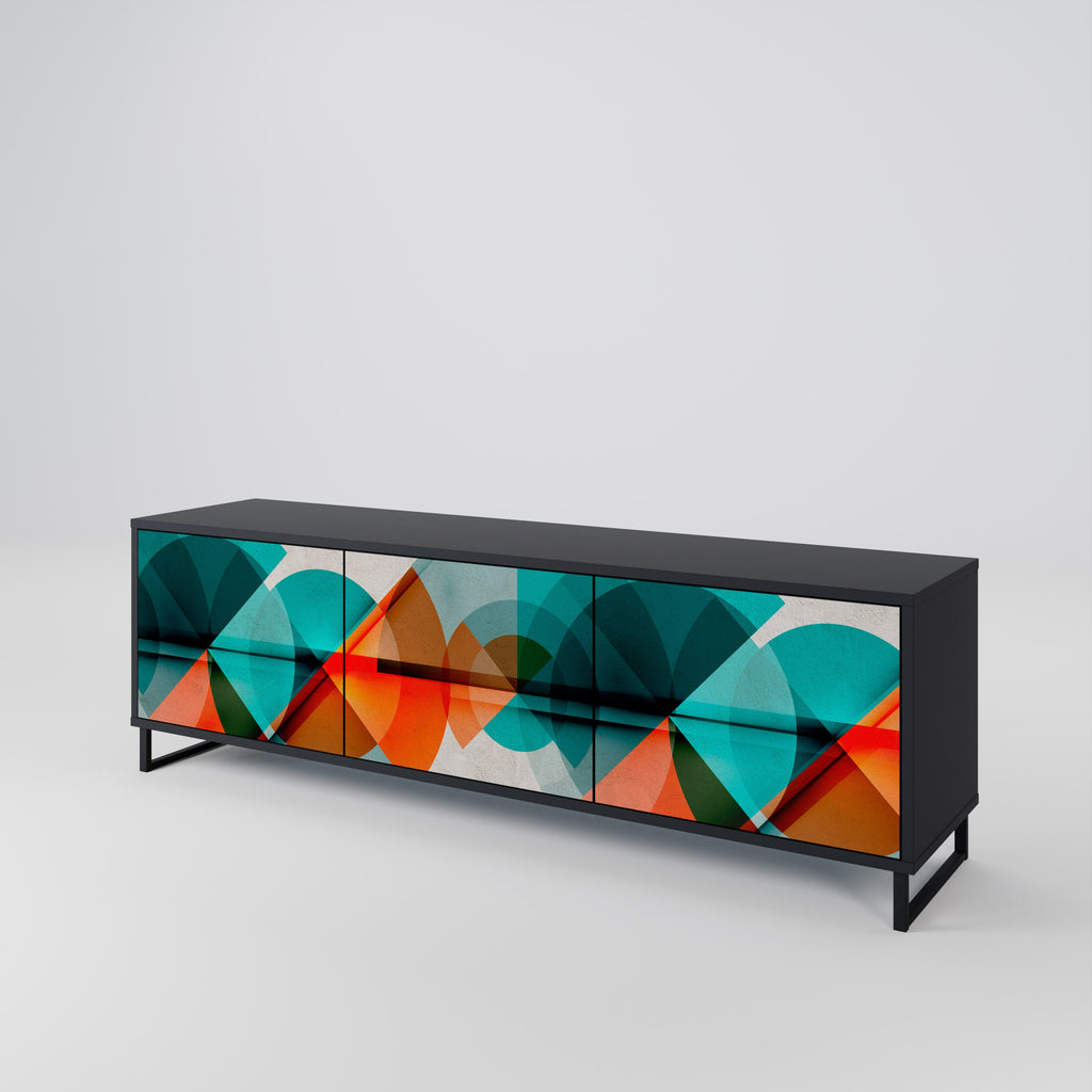 Meuble TV 3 portes CIRCULAR RHAPSODY en finition noire