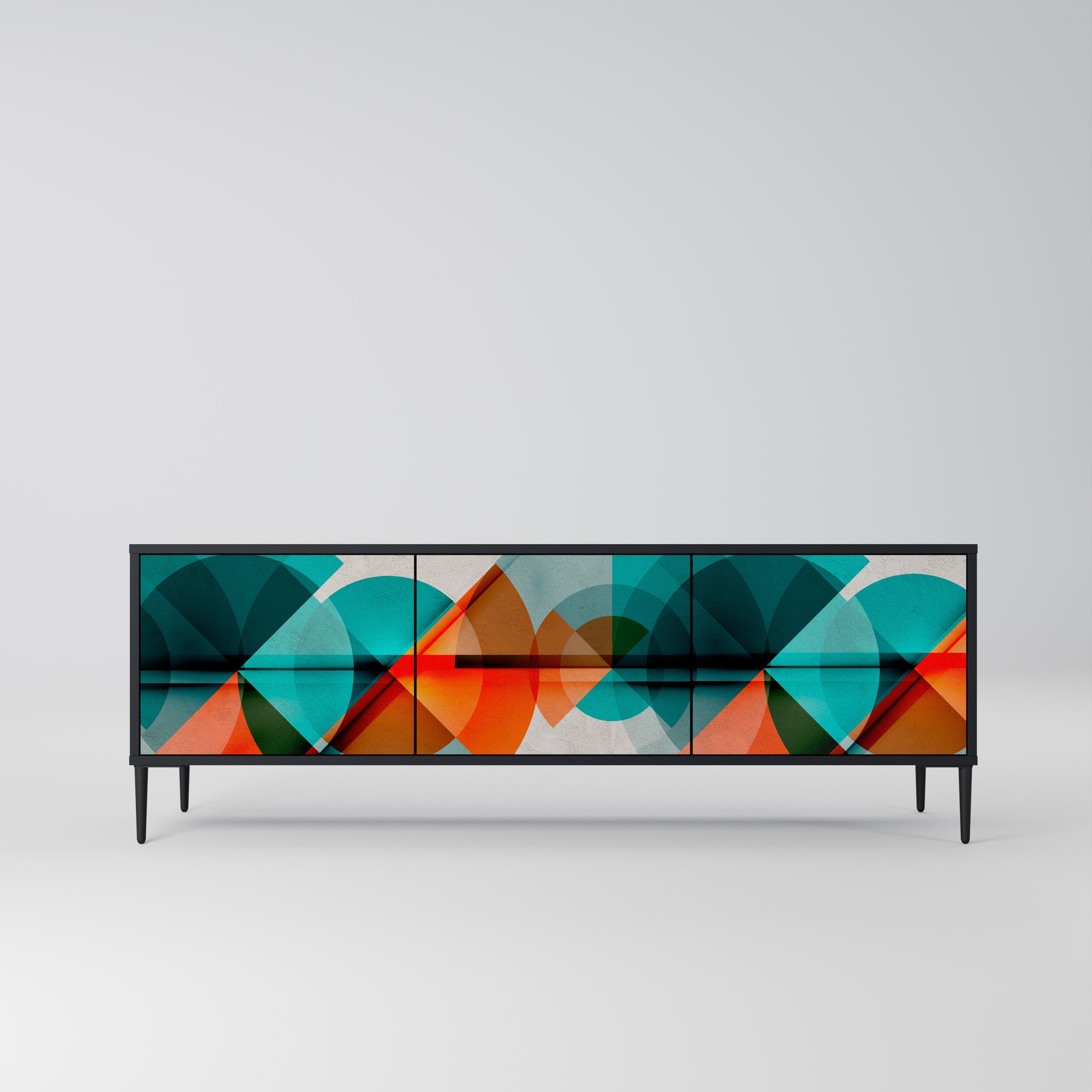 Meuble TV 3 portes CIRCULAR RHAPSODY en finition noire