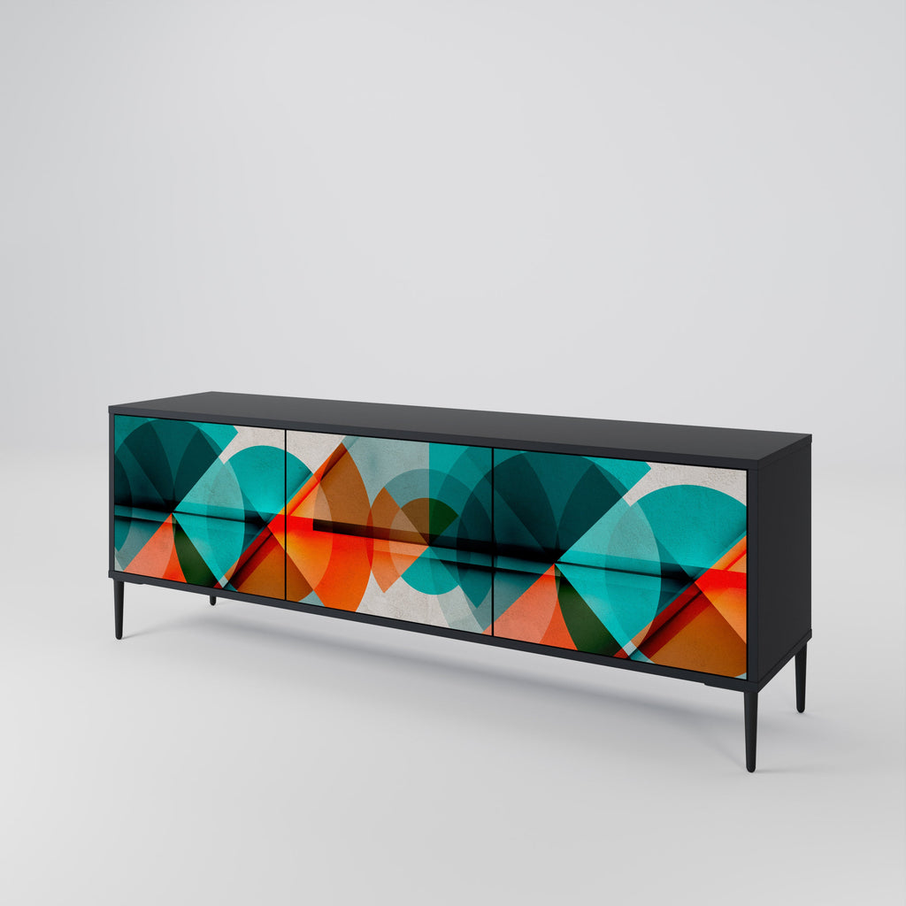Meuble TV 3 portes CIRCULAR RHAPSODY en finition noire