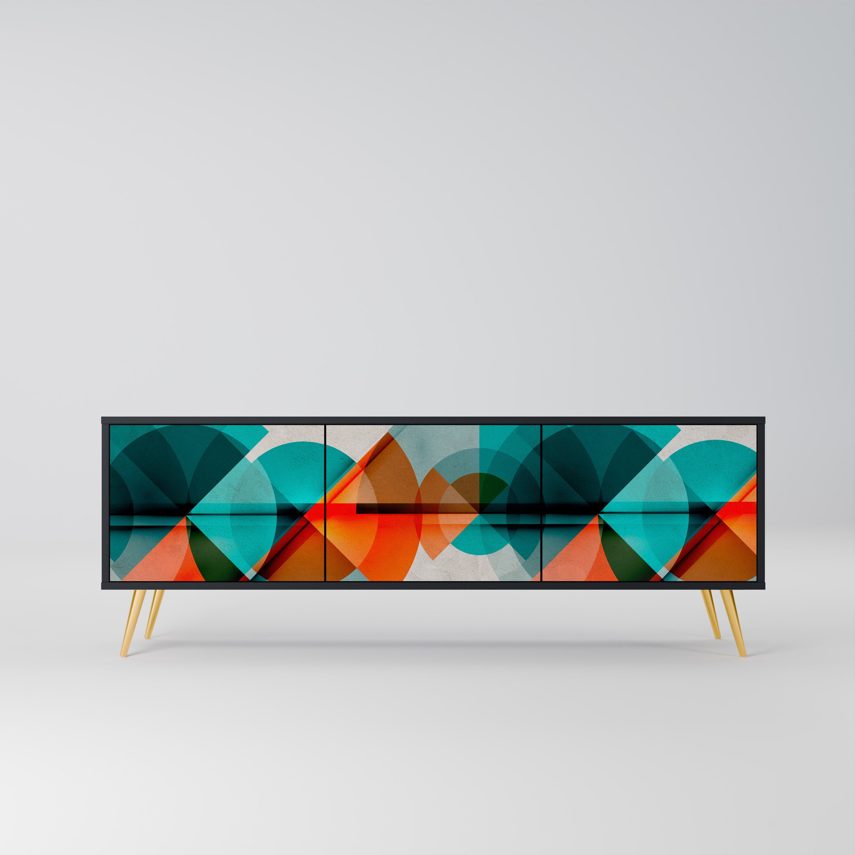 Meuble TV 3 portes CIRCULAR RHAPSODY en finition noire