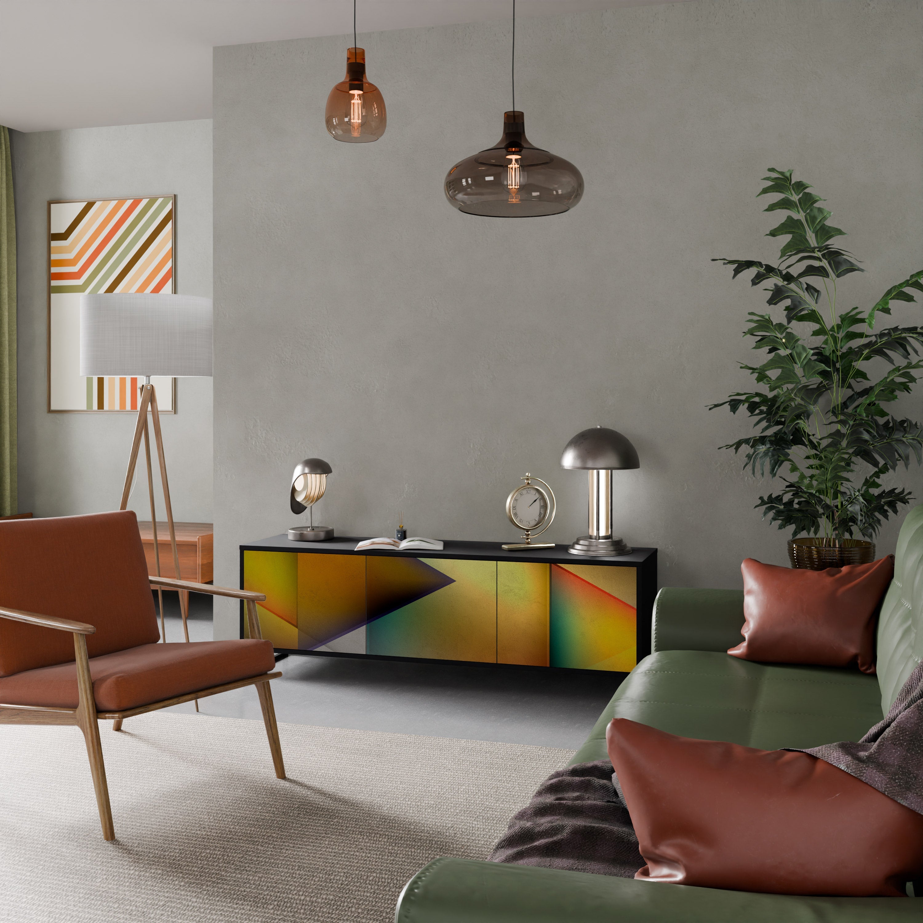 Meuble TV 3 portes PIERCING SHARPNESS finition noire