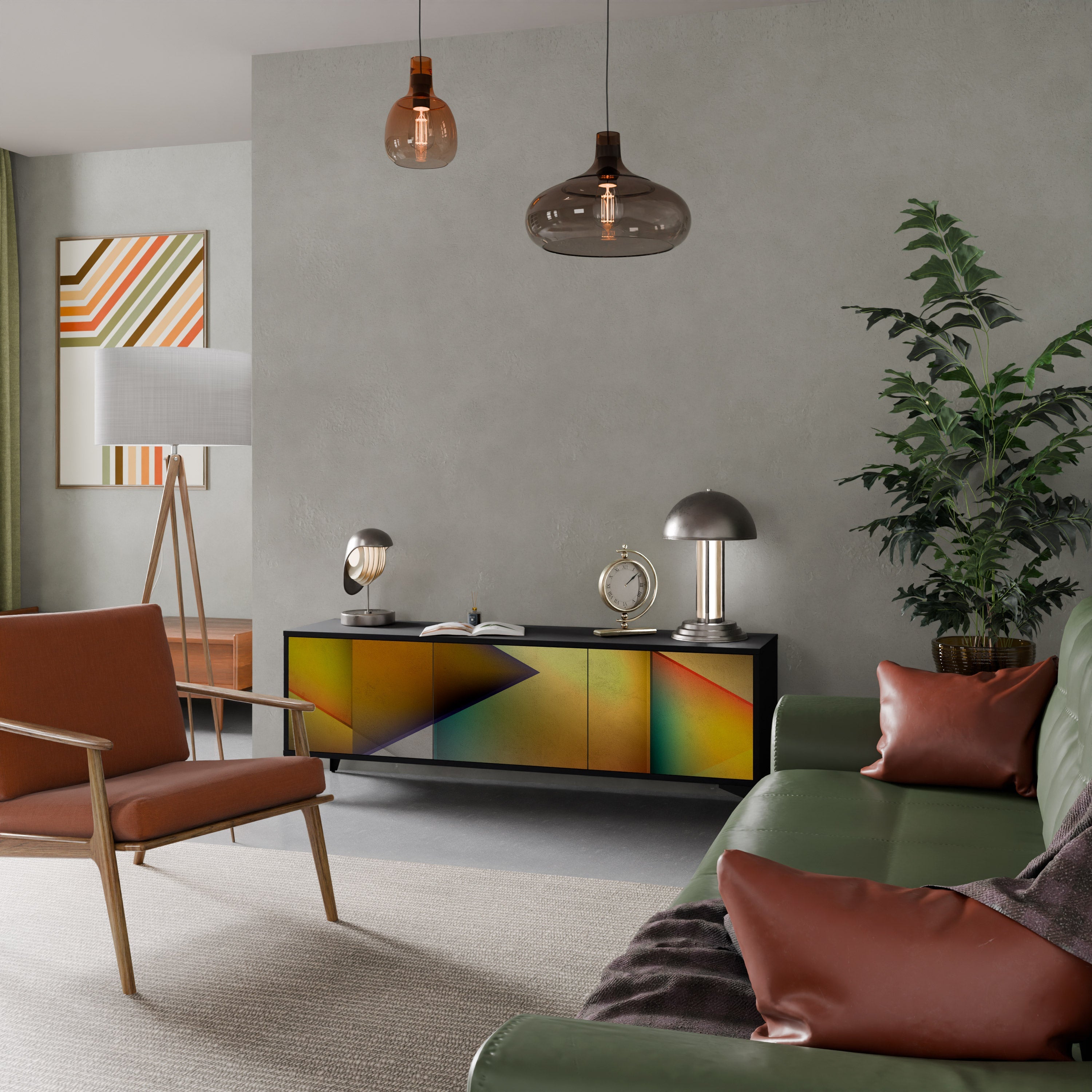 Meuble TV 3 portes PIERCING SHARPNESS finition noire