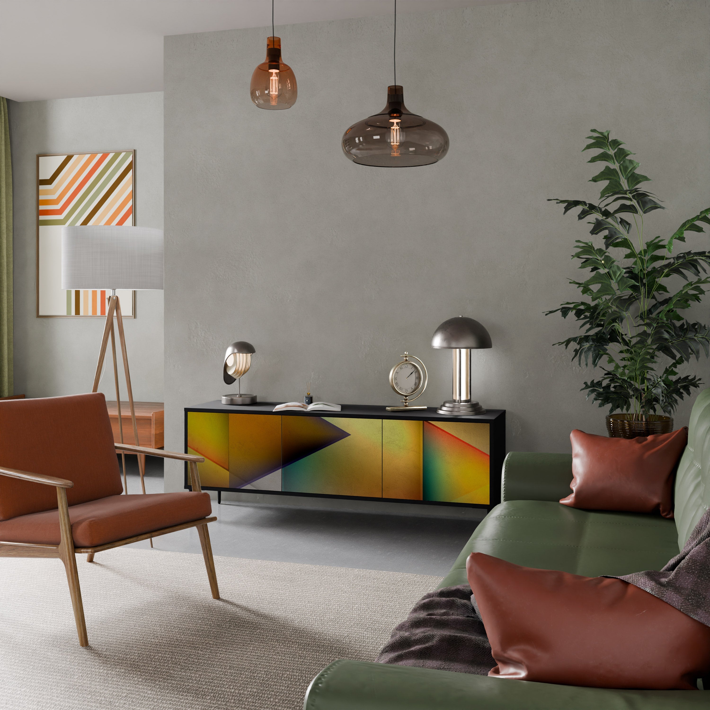 Meuble TV 3 portes PIERCING SHARPNESS finition noire