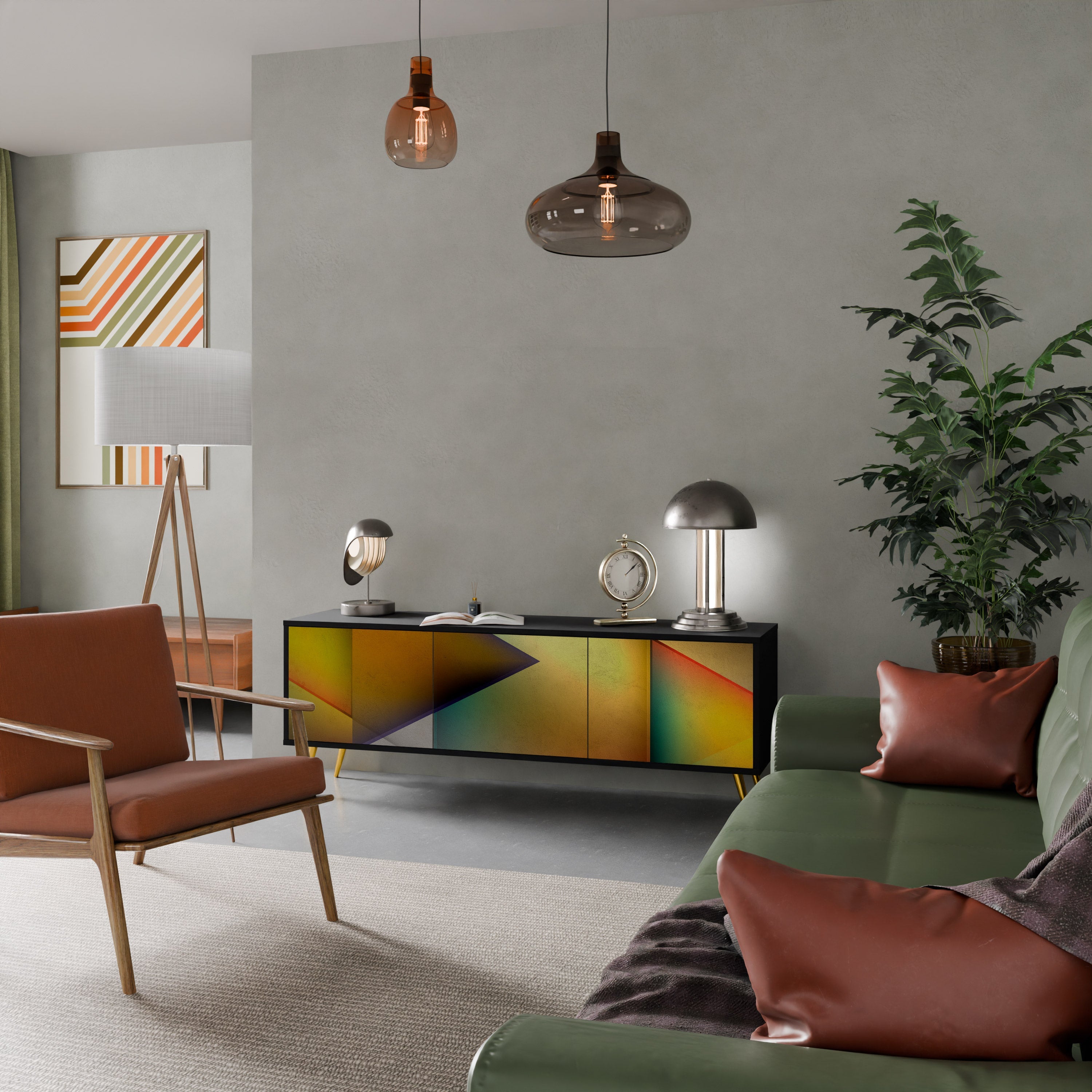 Meuble TV 3 portes PIERCING SHARPNESS finition noire