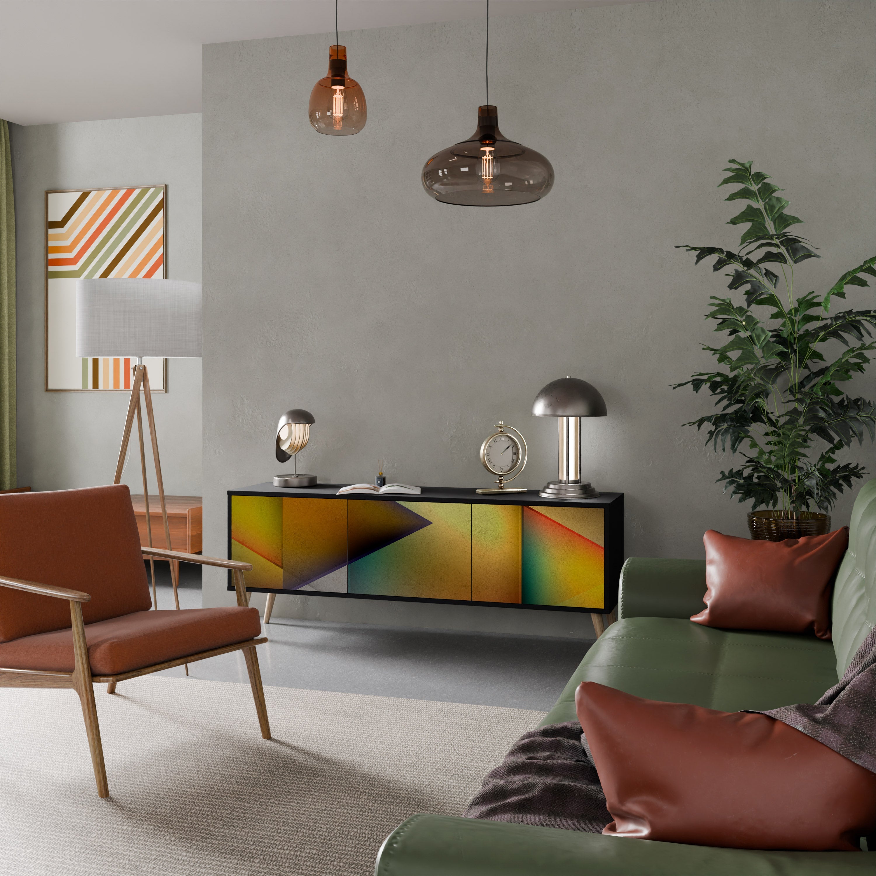 Meuble TV 3 portes PIERCING SHARPNESS finition noire