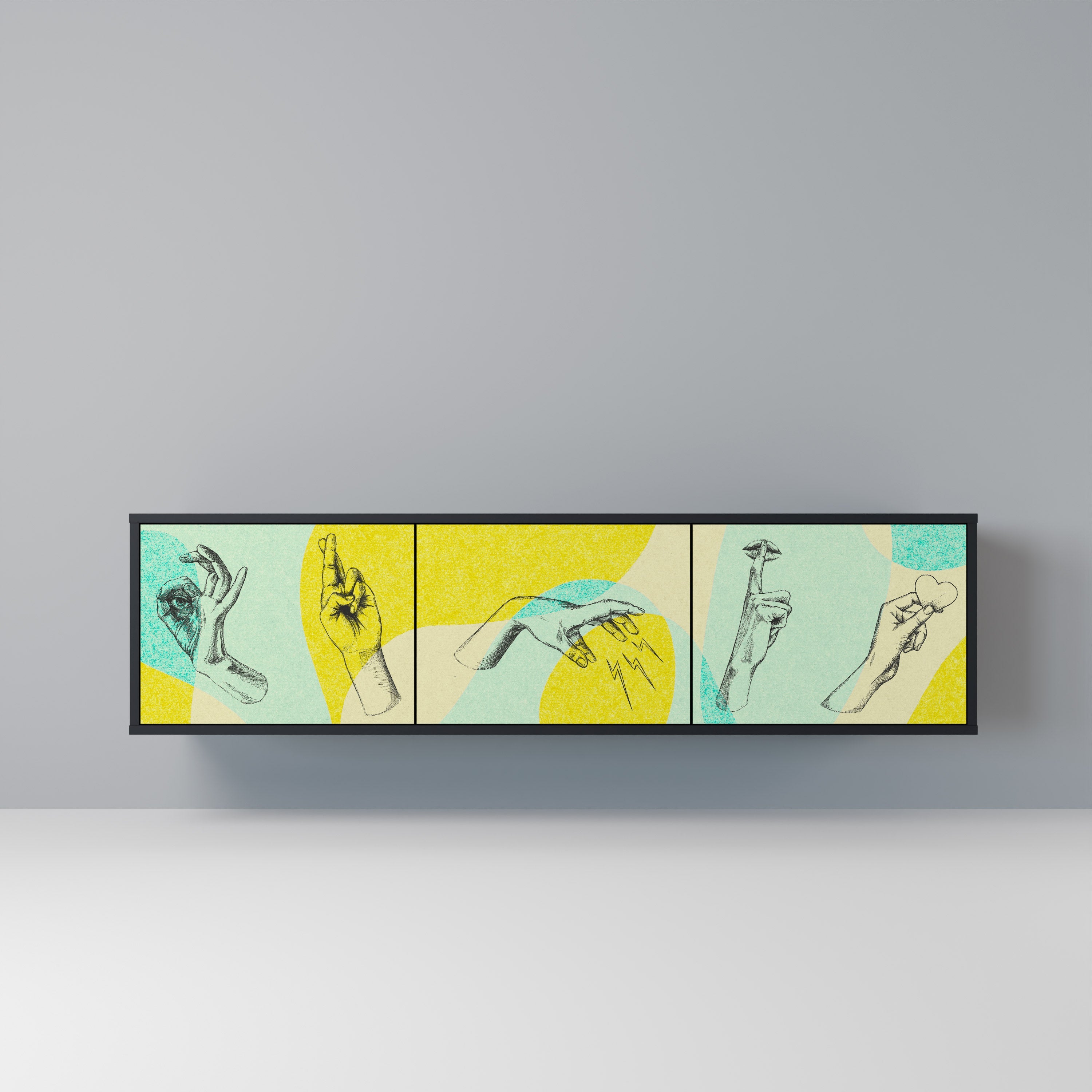 Meuble TV 3 portes BODY LANGUAGE en finition noire