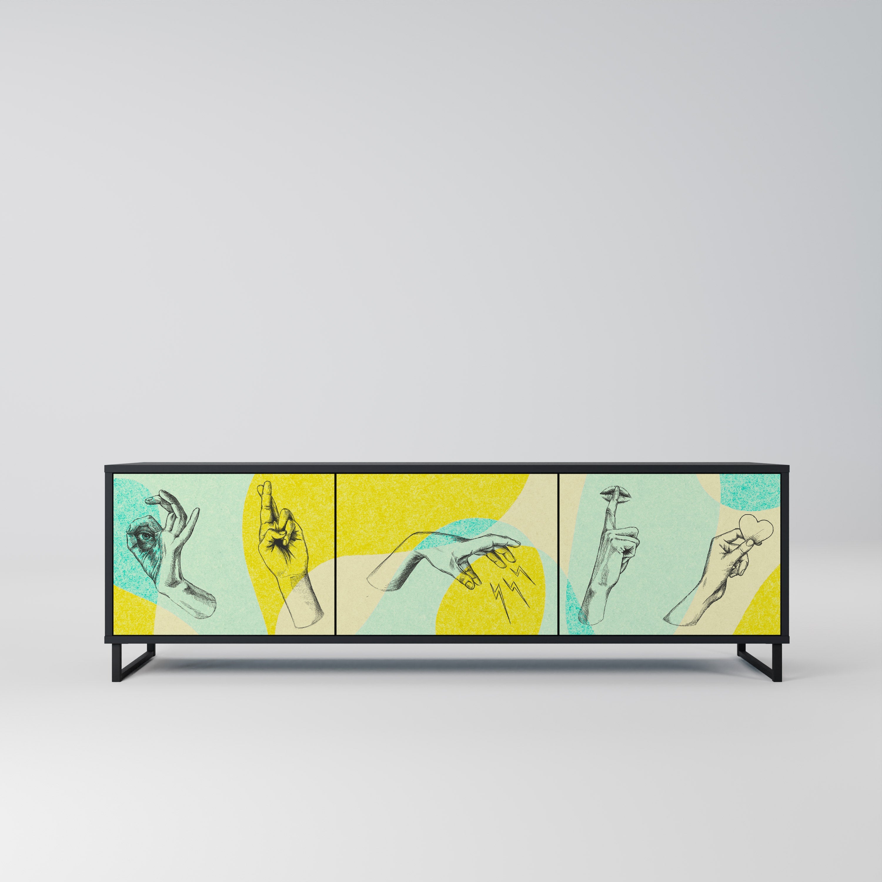 Meuble TV 3 portes BODY LANGUAGE en finition noire