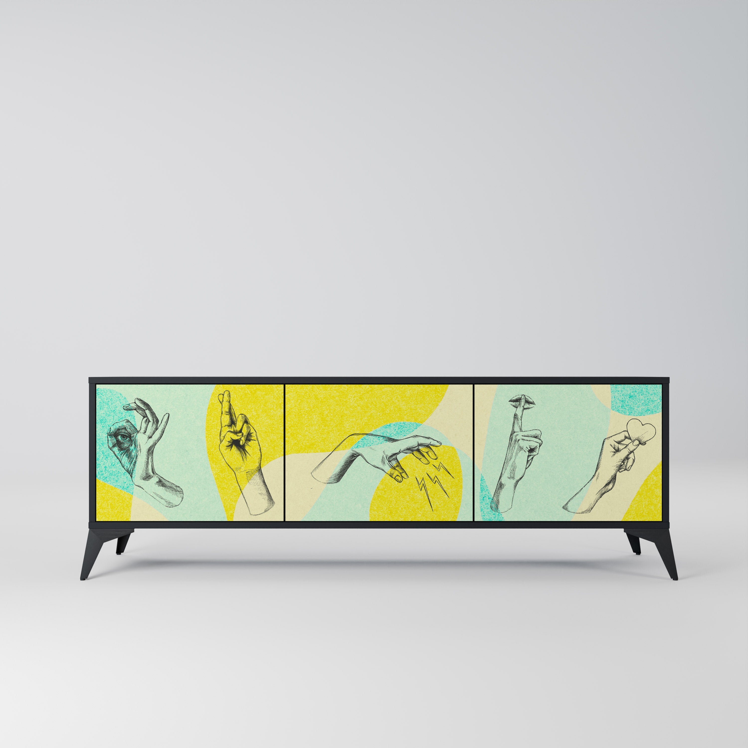 Meuble TV 3 portes BODY LANGUAGE en finition noire