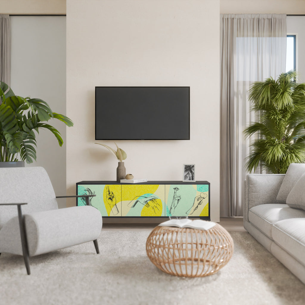 Meuble TV 3 portes BODY LANGUAGE en finition noire