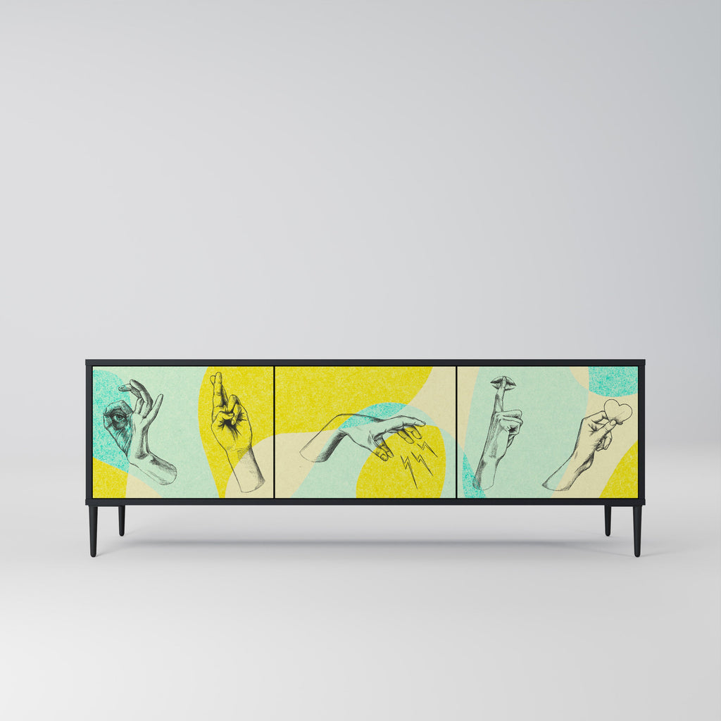 Meuble TV 3 portes BODY LANGUAGE en finition noire