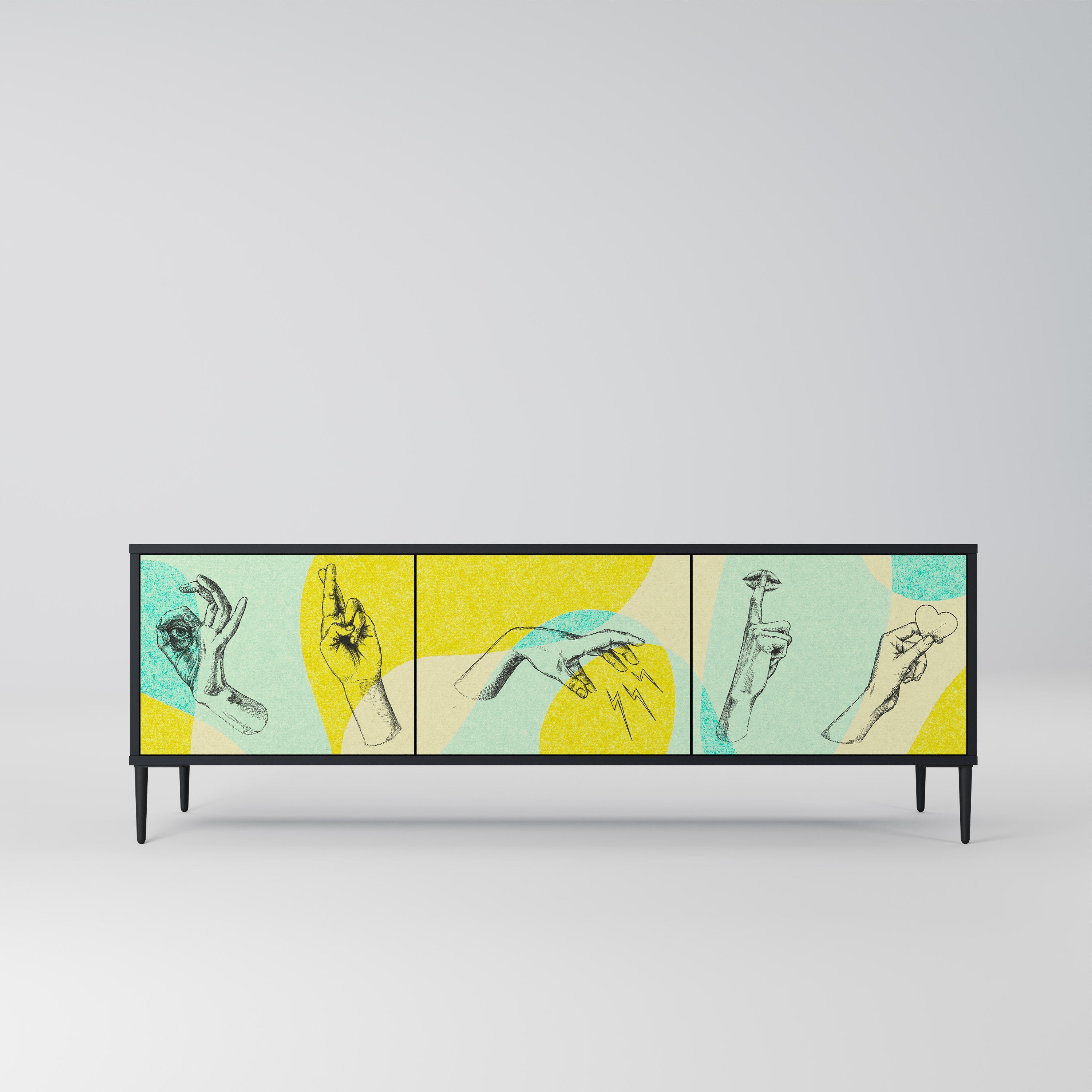 Meuble TV 3 portes BODY LANGUAGE en finition noire