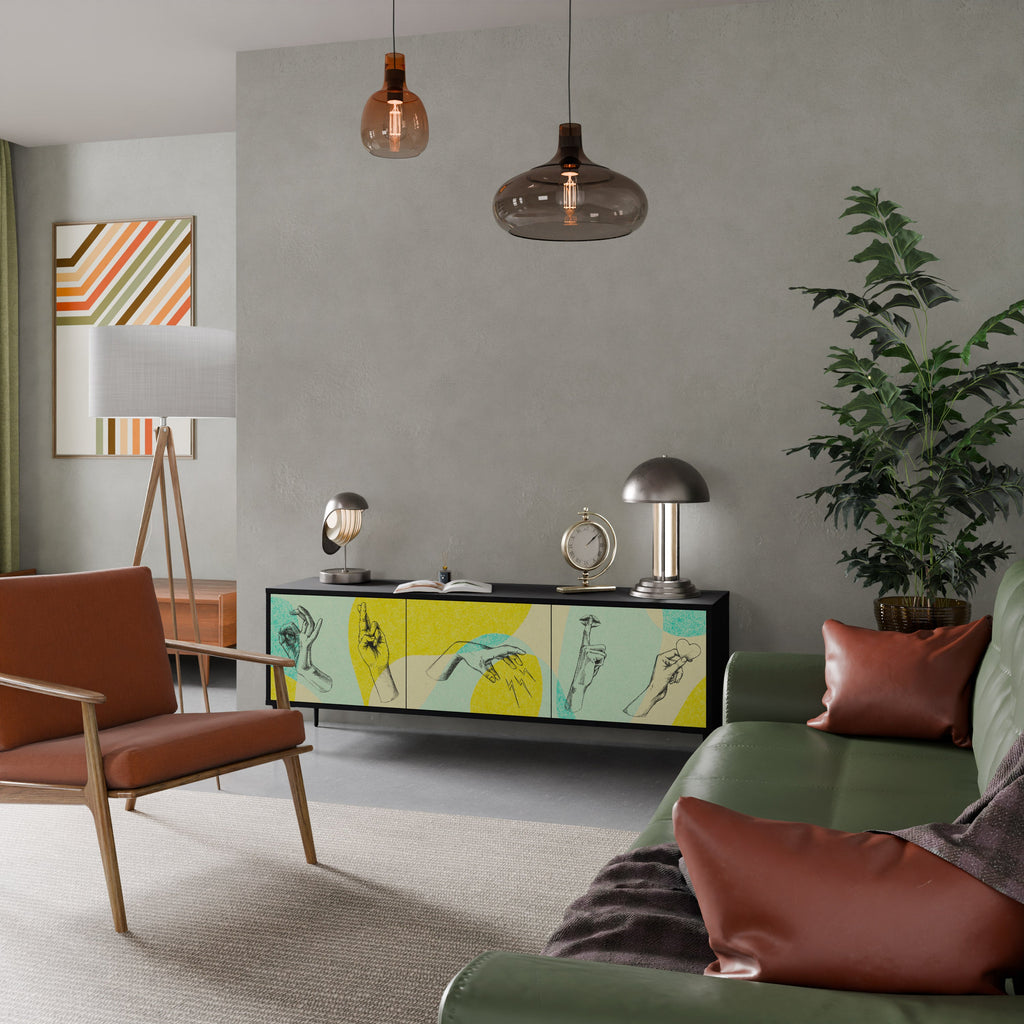 Meuble TV 3 portes BODY LANGUAGE en finition noire