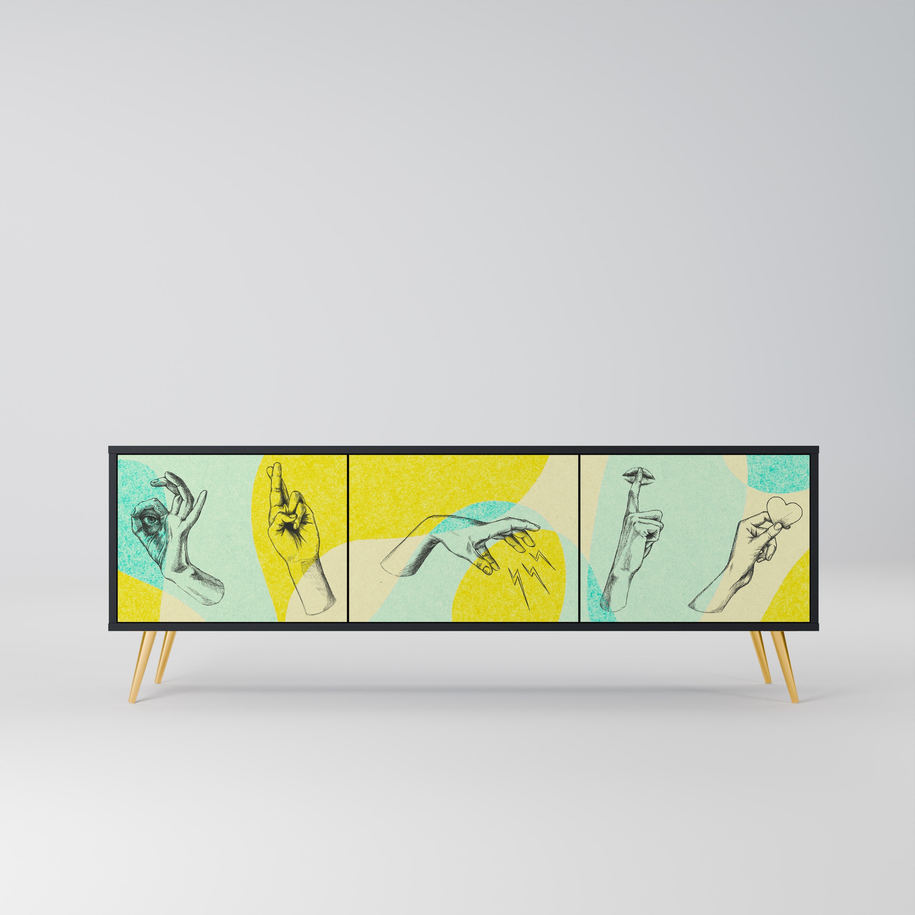 Meuble TV 3 portes BODY LANGUAGE en finition noire