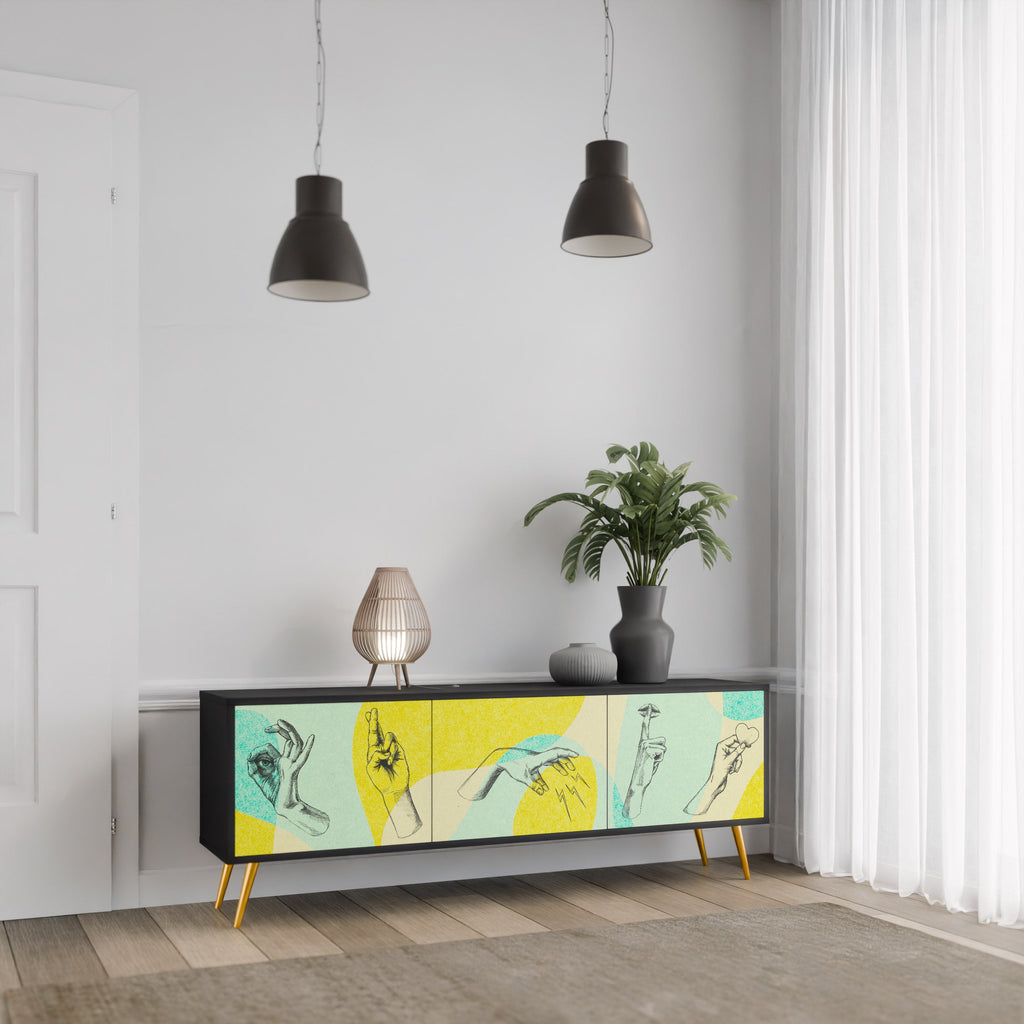 Meuble TV 3 portes BODY LANGUAGE en finition noire