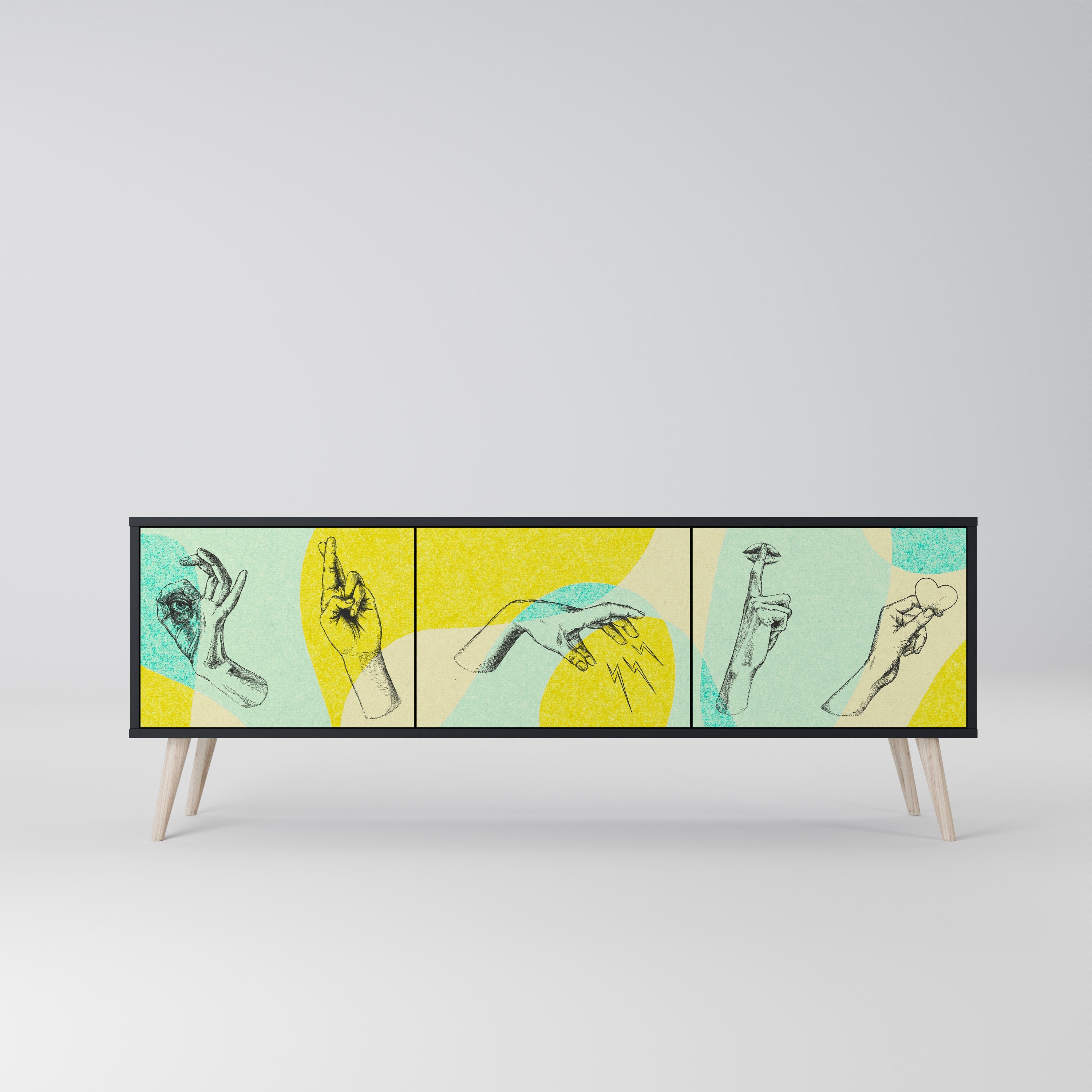 Meuble TV 3 portes BODY LANGUAGE en finition noire