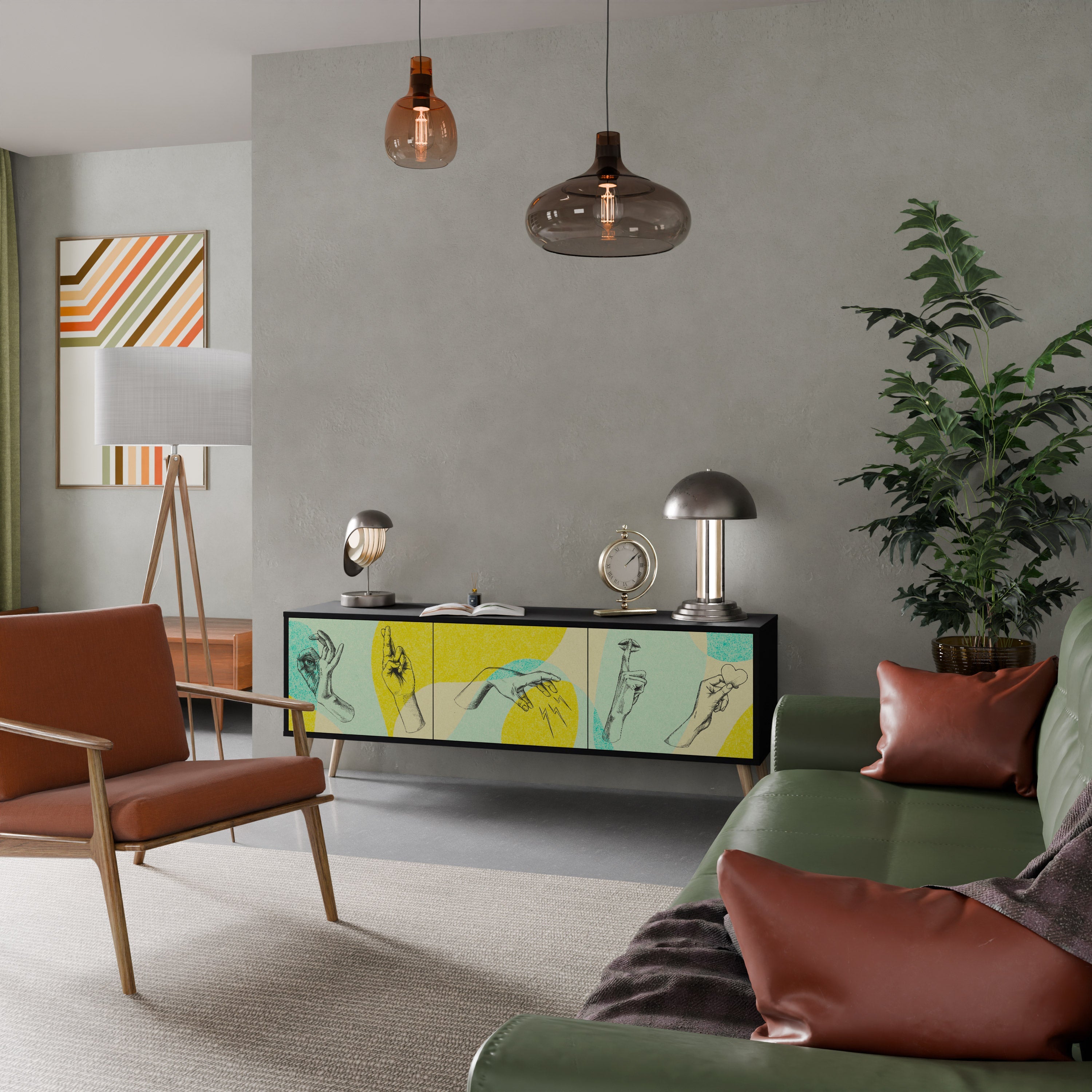 Meuble TV 3 portes BODY LANGUAGE en finition noire