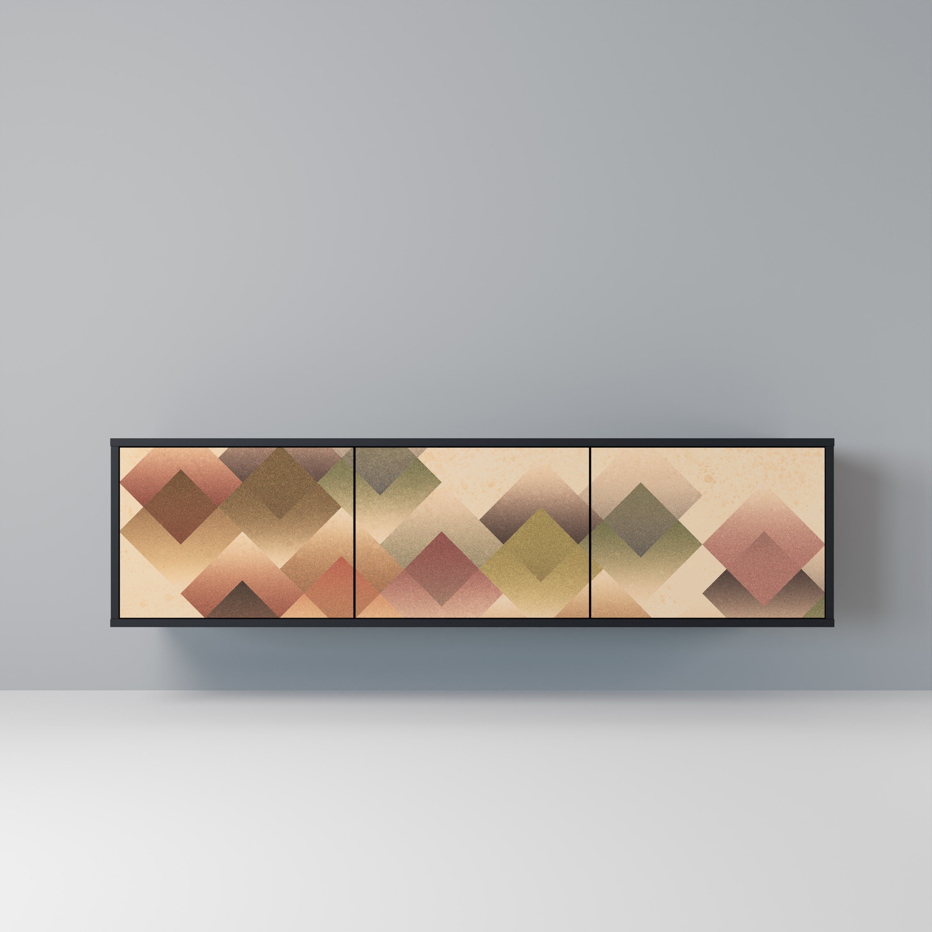 Meuble TV 3 portes GEOMETRIC FUSION en finition noire