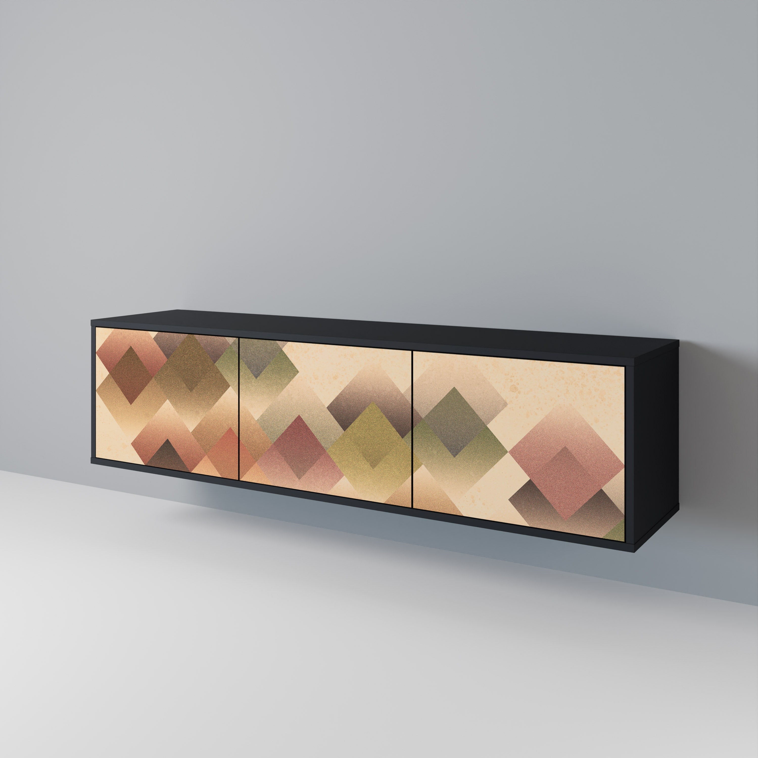 Meuble TV 3 portes GEOMETRIC FUSION en finition noire