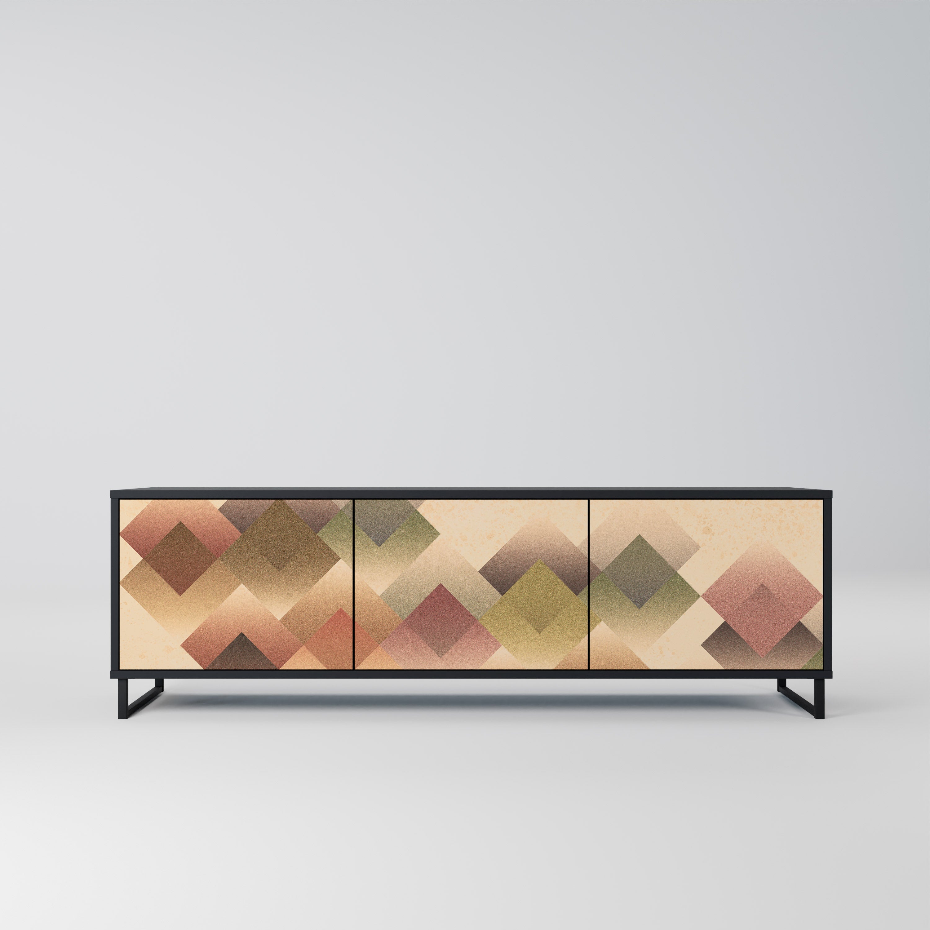 Meuble TV 3 portes GEOMETRIC FUSION en finition noire